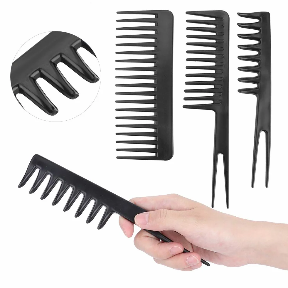 Peigne de coiffure homme 3 pièces fourchette teinture friser huile