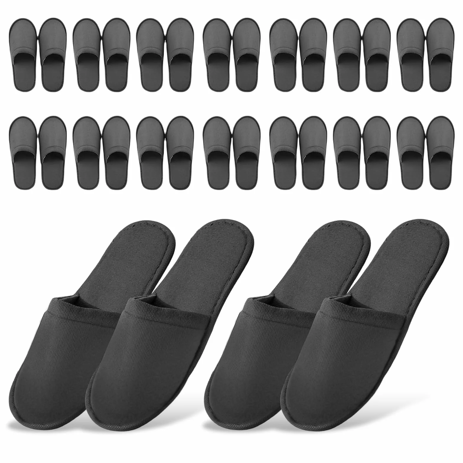 Lot de 15 paires de pantoufles d'hôtel grises : chaussons jetables antidérapants, confortables et respirants, ensemble de pantoufles d'invités, unisexes, pour