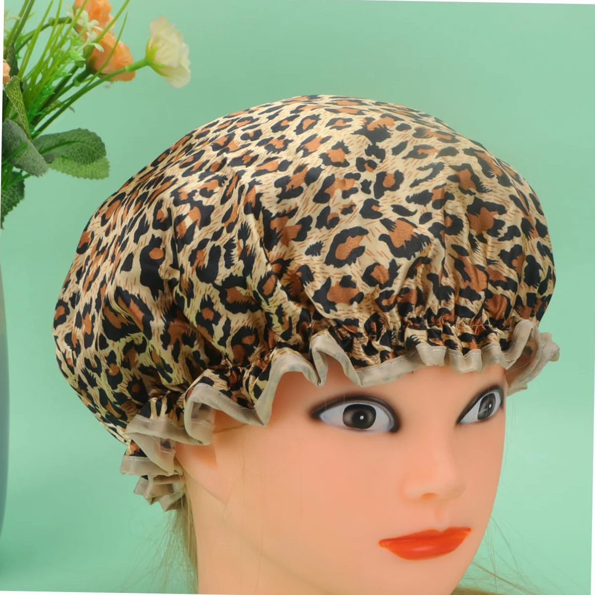 Beaupretty Bonnet De Douche Imperméable Double Couche En Peva Lot De 2 Imprimé Léopard Protection Cheveux