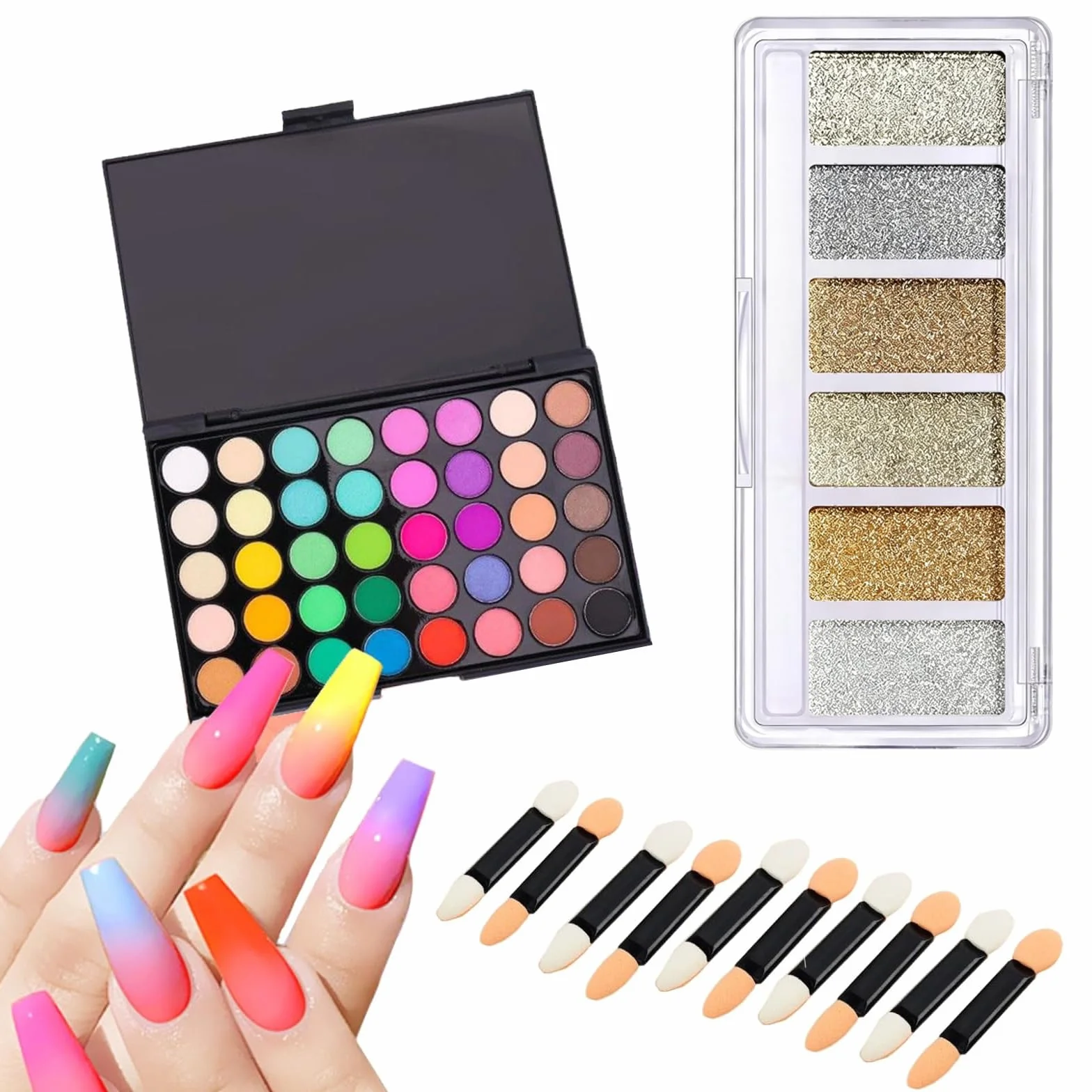 Palette de pigments chrome 46 couleurs poudre à ongles pigmentée nuances néon pour manucure