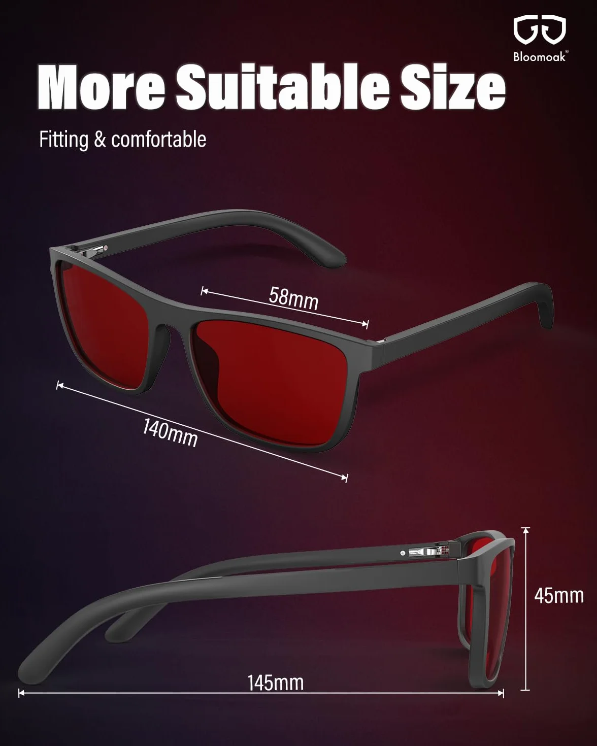 Bloomoak Lunettes Anti-Lumière Bleue TR90 Anti-Fatigue Anti-Éblouissement Écrans Jeux