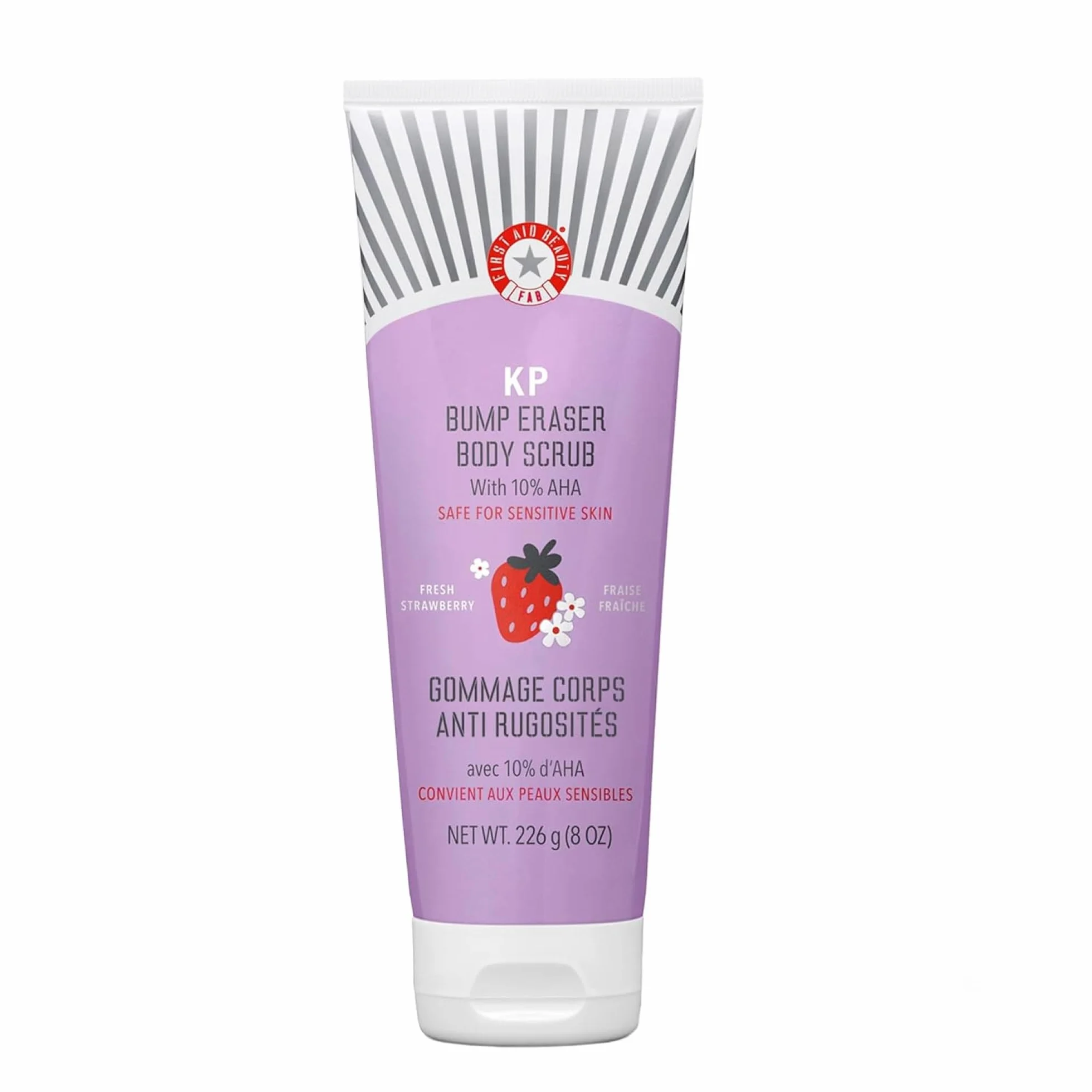 First Aid Beauty Gommage corporel KP Bump Eraser 10% AHA exfoliant kératose pilaire glycolique lactique