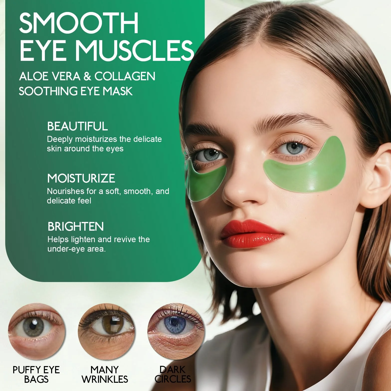 Masque Yeux Aloe Vera 60 Pièces Anti Cernes Poches Soin Nourrissant Contour