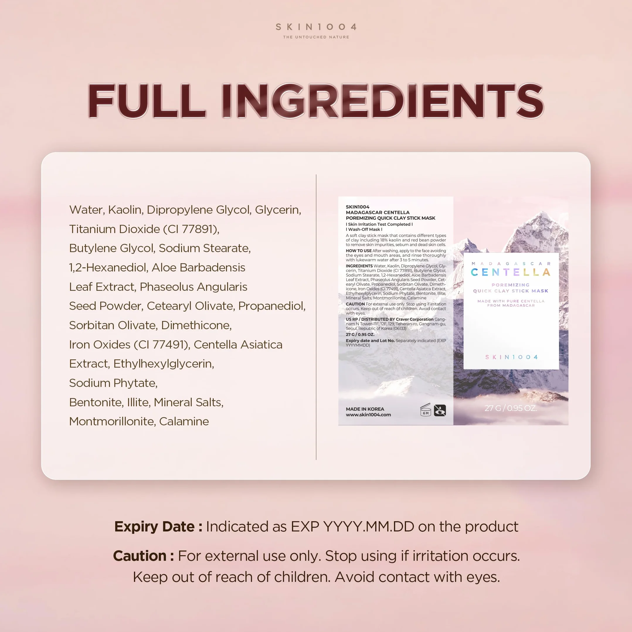 SKIN1004 Madagascar Centella Poremizing Quick Clay Stick Mask 27g