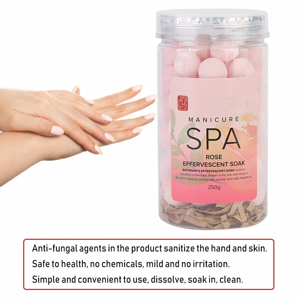 Balle absorbante effervescente manucure SPA pour enlever cuticules et peau morte hydratante rose