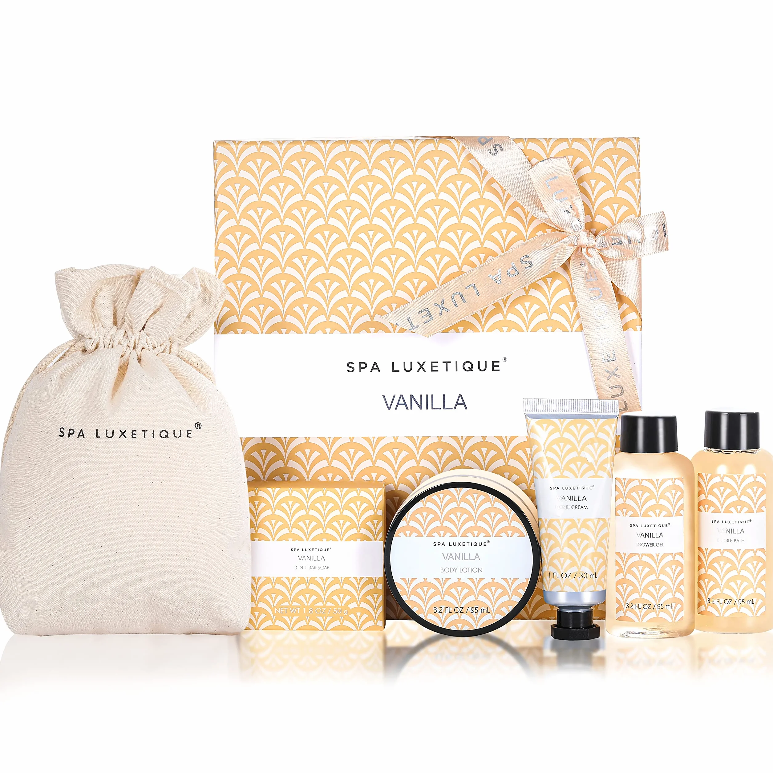 Spa Luxetique Coffret Soin Femme 6 Pièces - Vanille Bain Moussant Gel Douche Crème Mains Cadeau