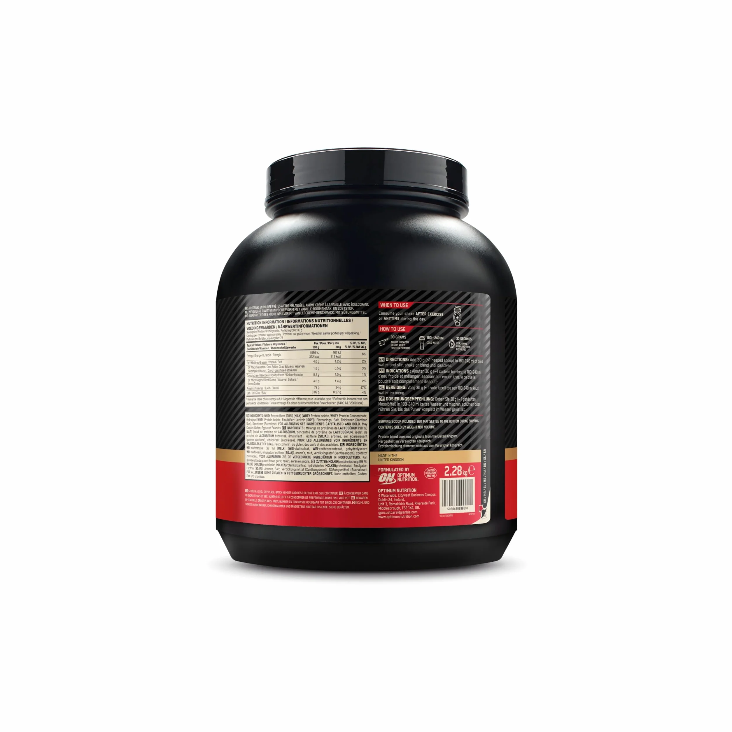 Optimum Nutrition Gold Standard 100% Whey Protéine Crème à la Vanille Française 2.28kg 76 Doses