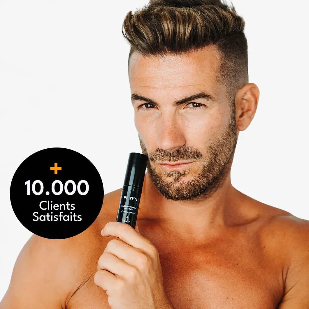 FETEN Sérum Vitamine C et Rétinol pour Homme - Crème Hydratante Anti Rides Visage et Contour des Yeux - Soin Anti-âge