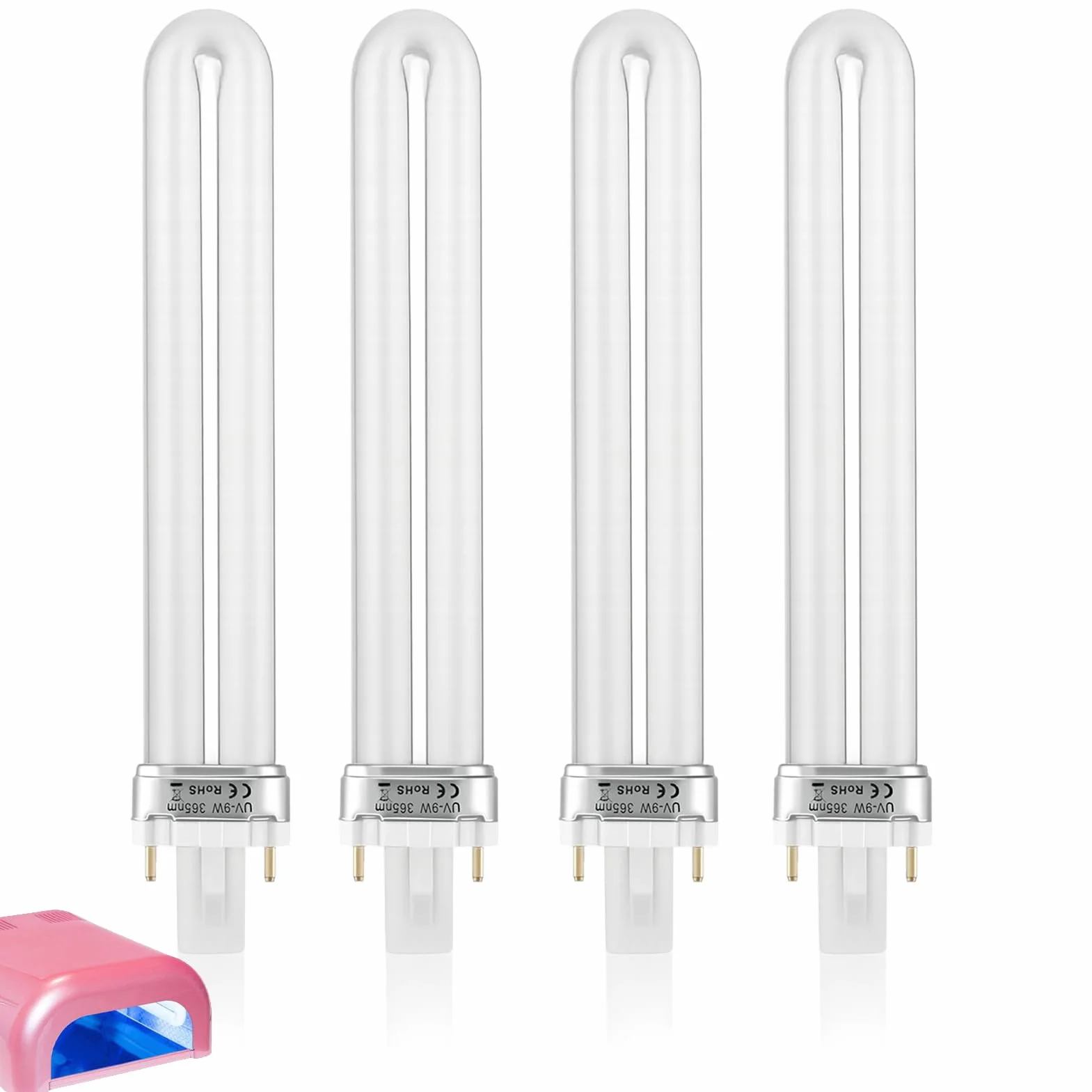 Lot de 4 ampoules UV de rechange 9 W 365 NM pour ongles en gel, lampe UV pour ongles en gel, lumière U V pour ongles à faire soi-même