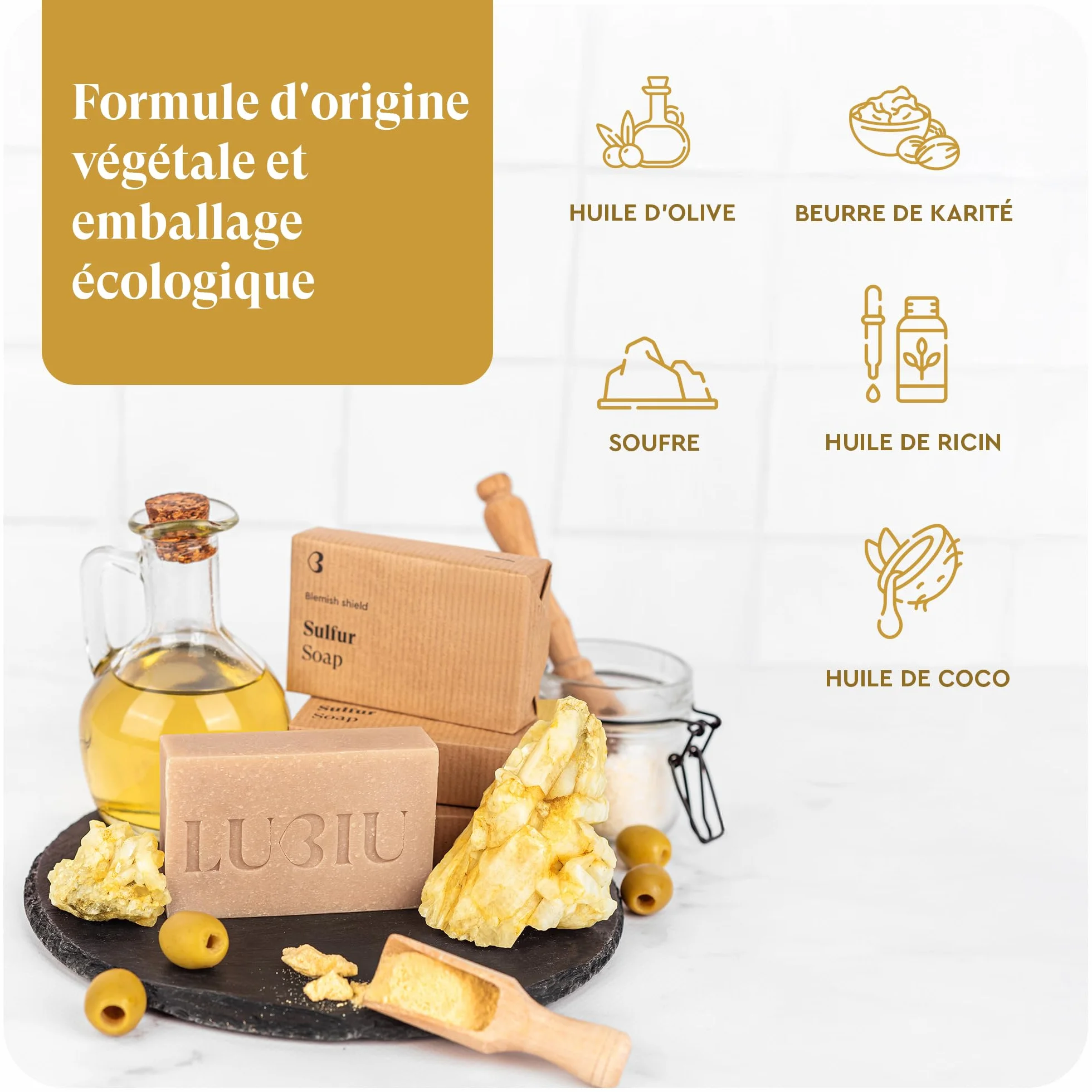 Savon au Soufre 100g Visage Acné Corps Sans Parfum Artisanal
