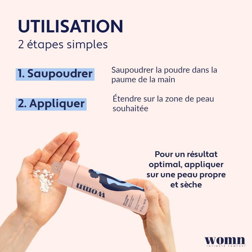Dry & Fresh Powder 100 g – Poudre Corporelle Sans Talc pour Zone Intime, Aine et Sous la Poitrine
