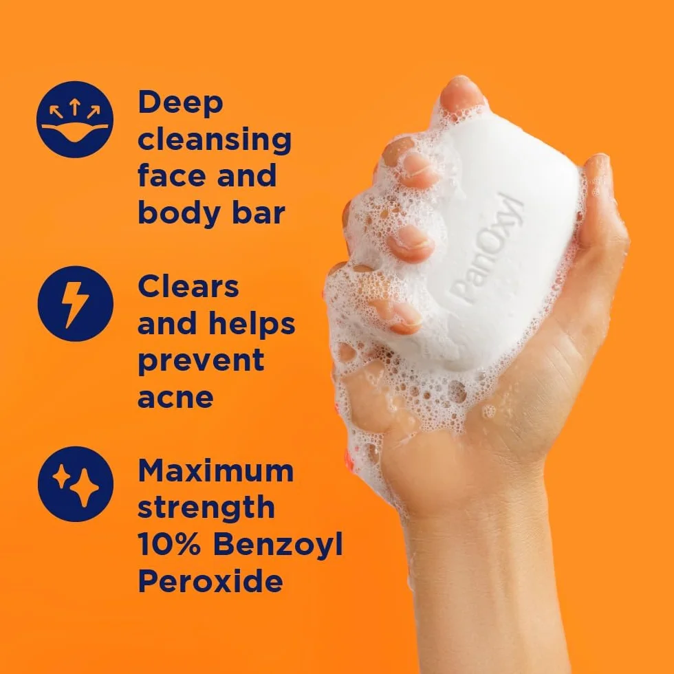 PanOxil Ensemble de soins de la peau anti-acné 118 ml savon végétalien visage corps gant de bain LuxPaks
