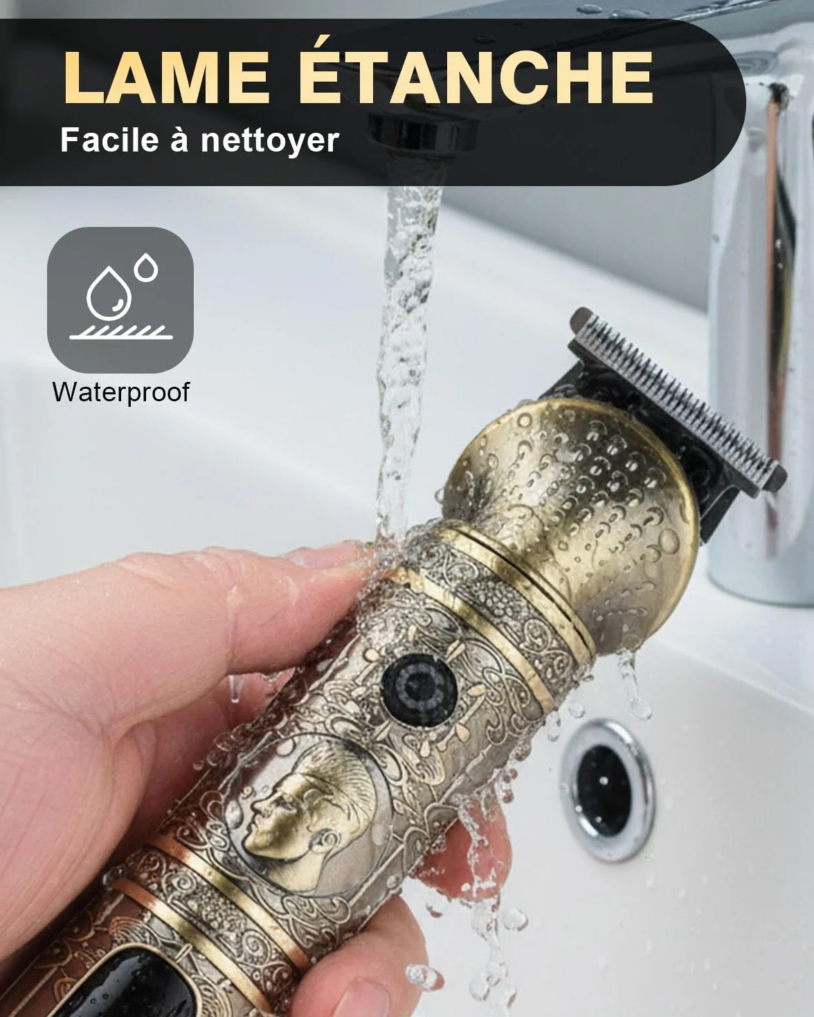 Tondeuse Barbe Homme Professionnelle 7 en 1, Tondeuse Cheveux Sans Fil Étanche avec Lame en T, Écran LED, USB-C Charge Rapide, Kit Tondeuse Corps & Visage, Idée Cadeau Rasoir Homme