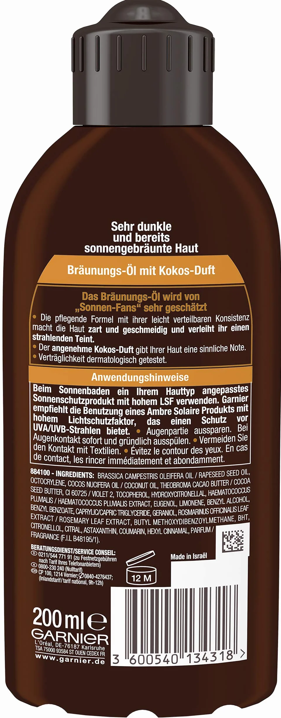 Garnier IDEAL Bronze Huile Bronzante Intense 200 ml