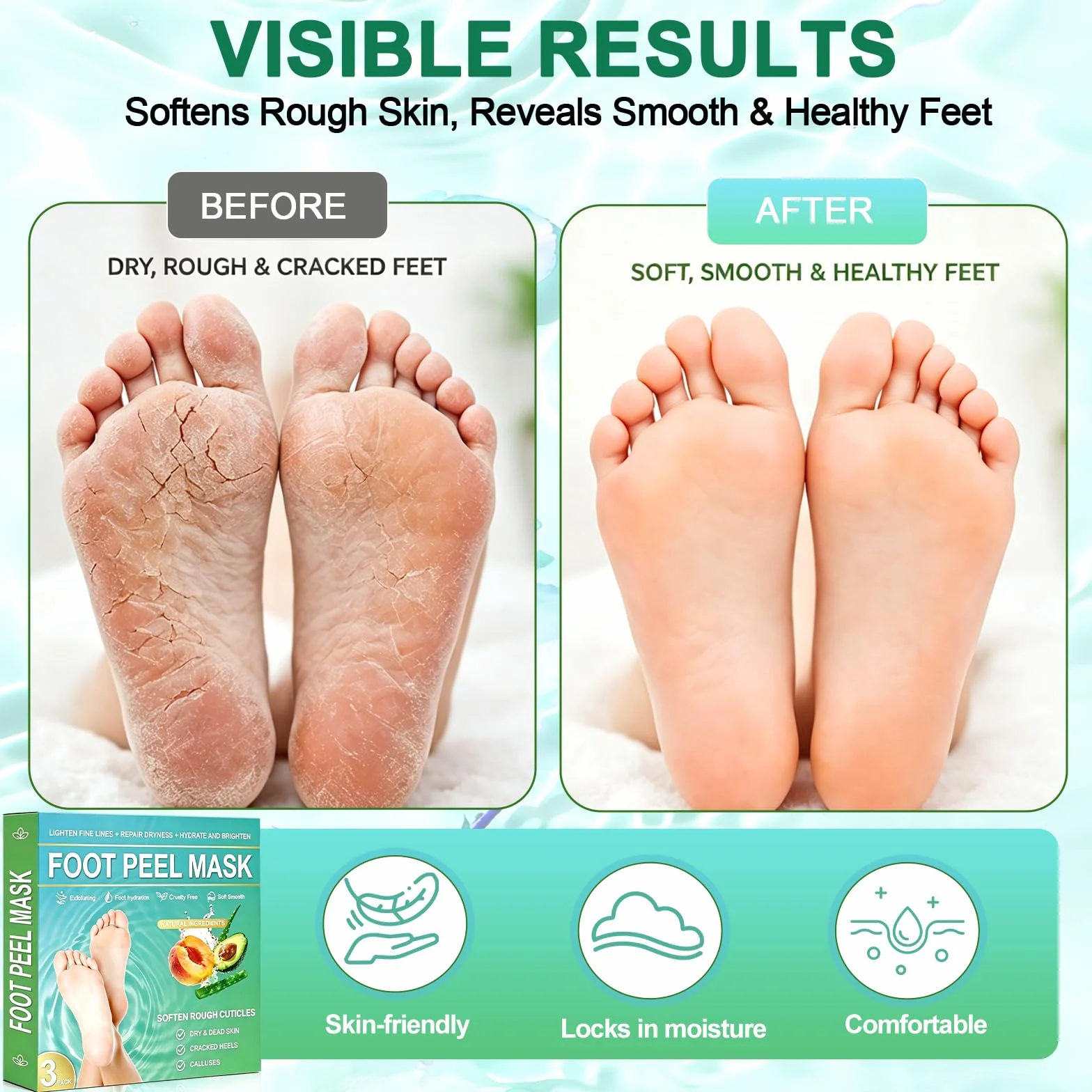 Masque Pied Exfoliant Anti Callosités, Peeling Pieds Nourrissant Hydratant, Aloe Vera & Avocat & Pêche