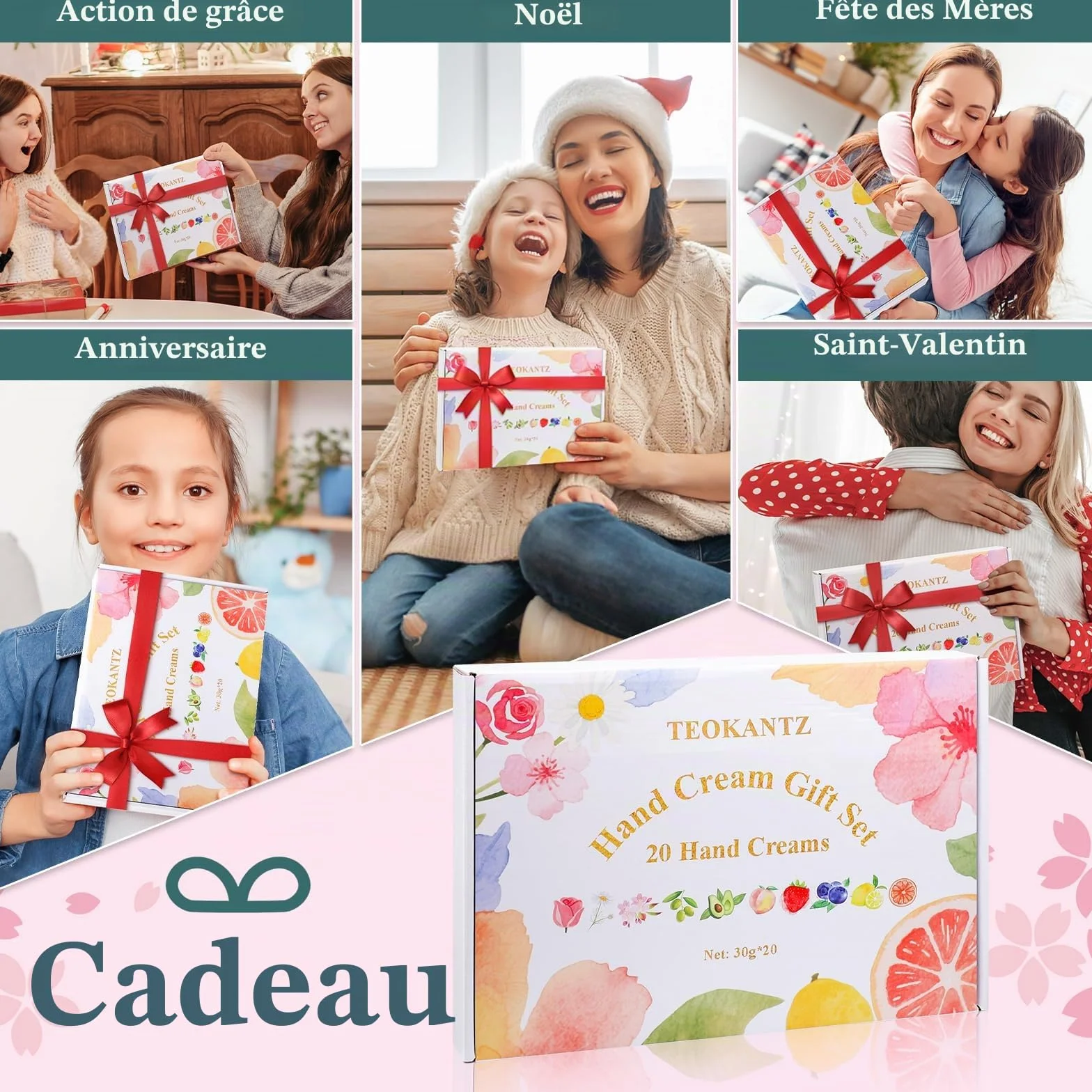 Coffret Crème Mains 20 Pièces 30g Mini Crèmes Mains 10 Parfums Cadeau Femme