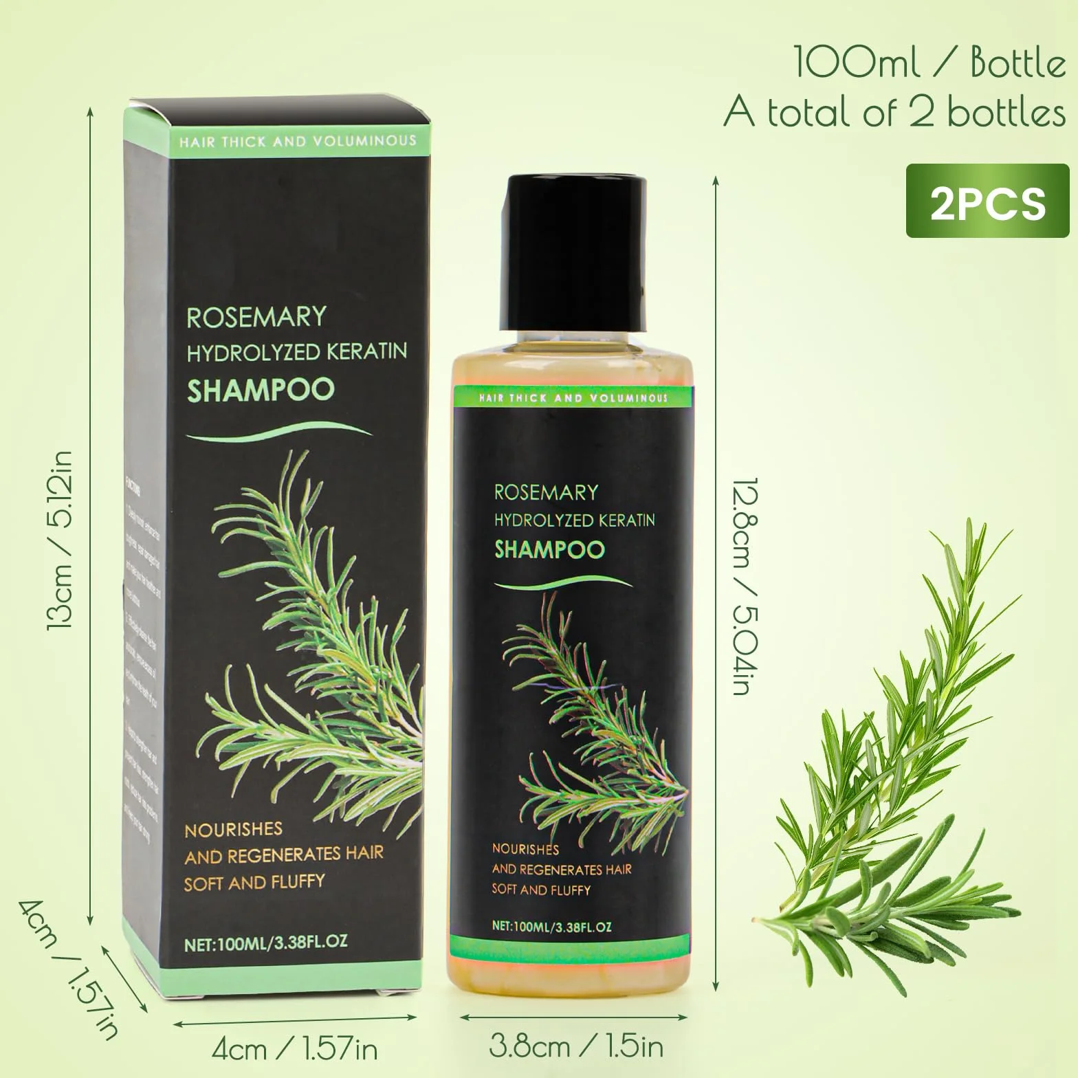 Shampooing au romarin biologique à la kératine pour croissance des cheveux