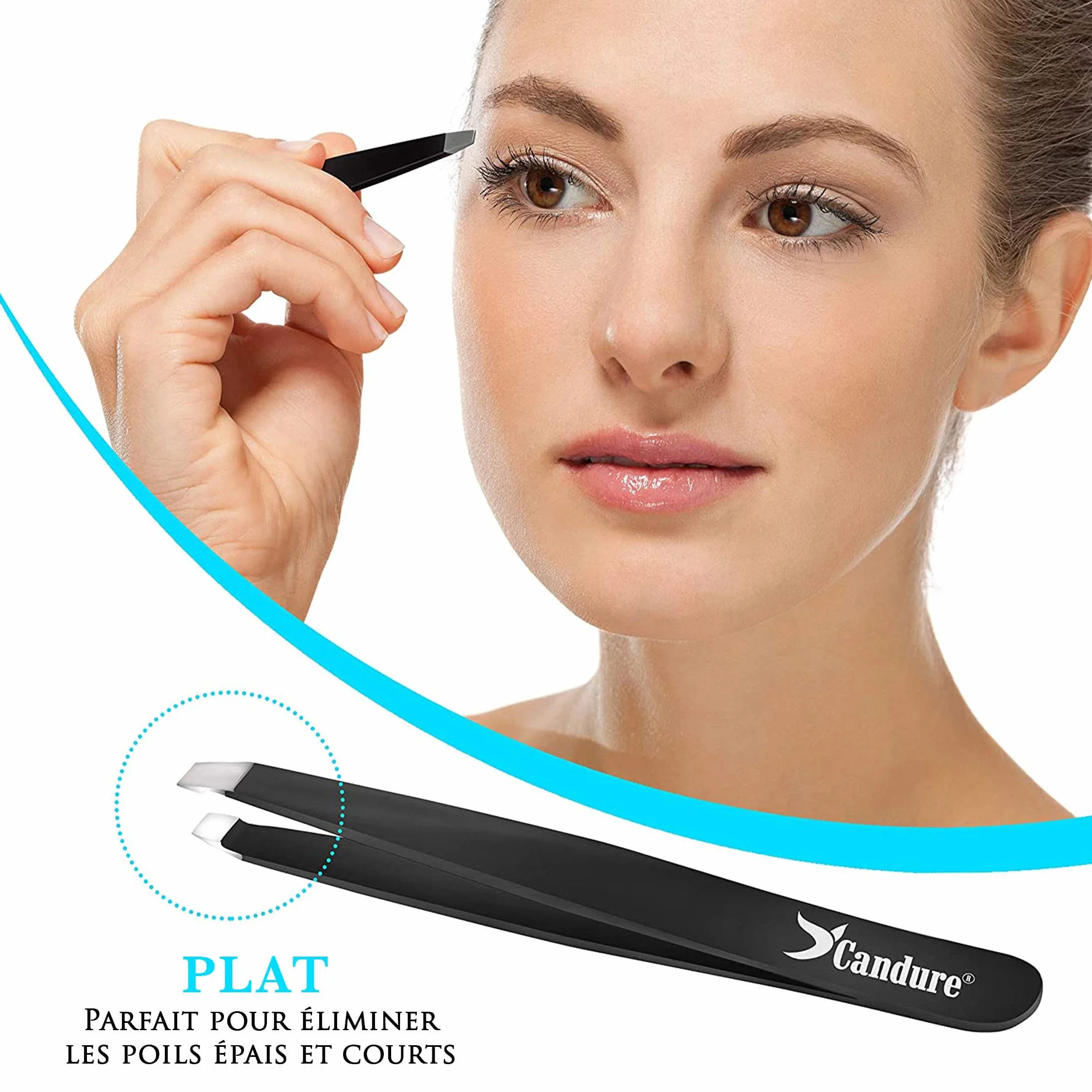 Candure Pince à Épiler Professionnelle Kit 4 Pincettes Acier Inoxydable Sourcils Précision