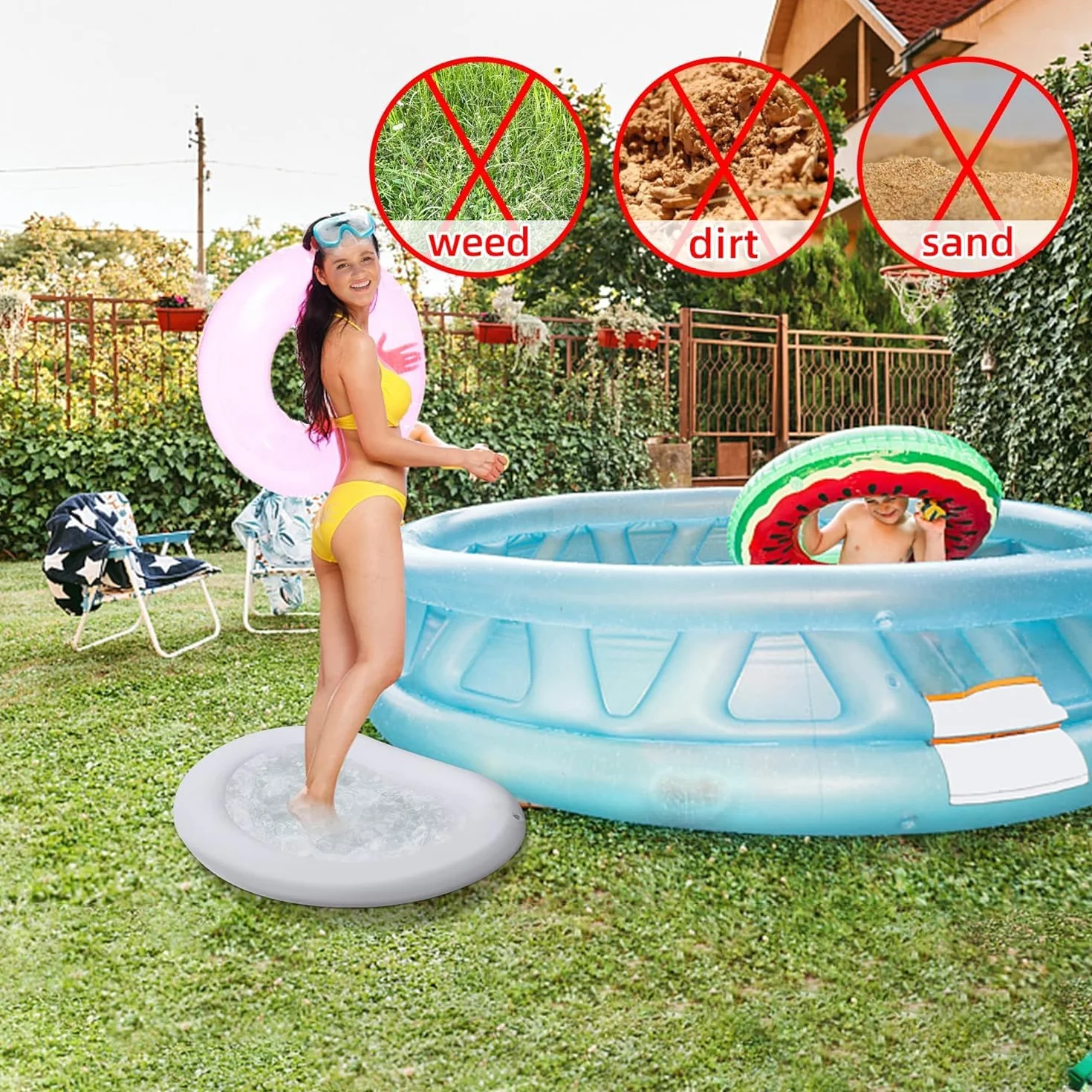 Lot de 2 piscines gonflables 87 x 65 cm - Pour piscine, spa ou piscine hors sol