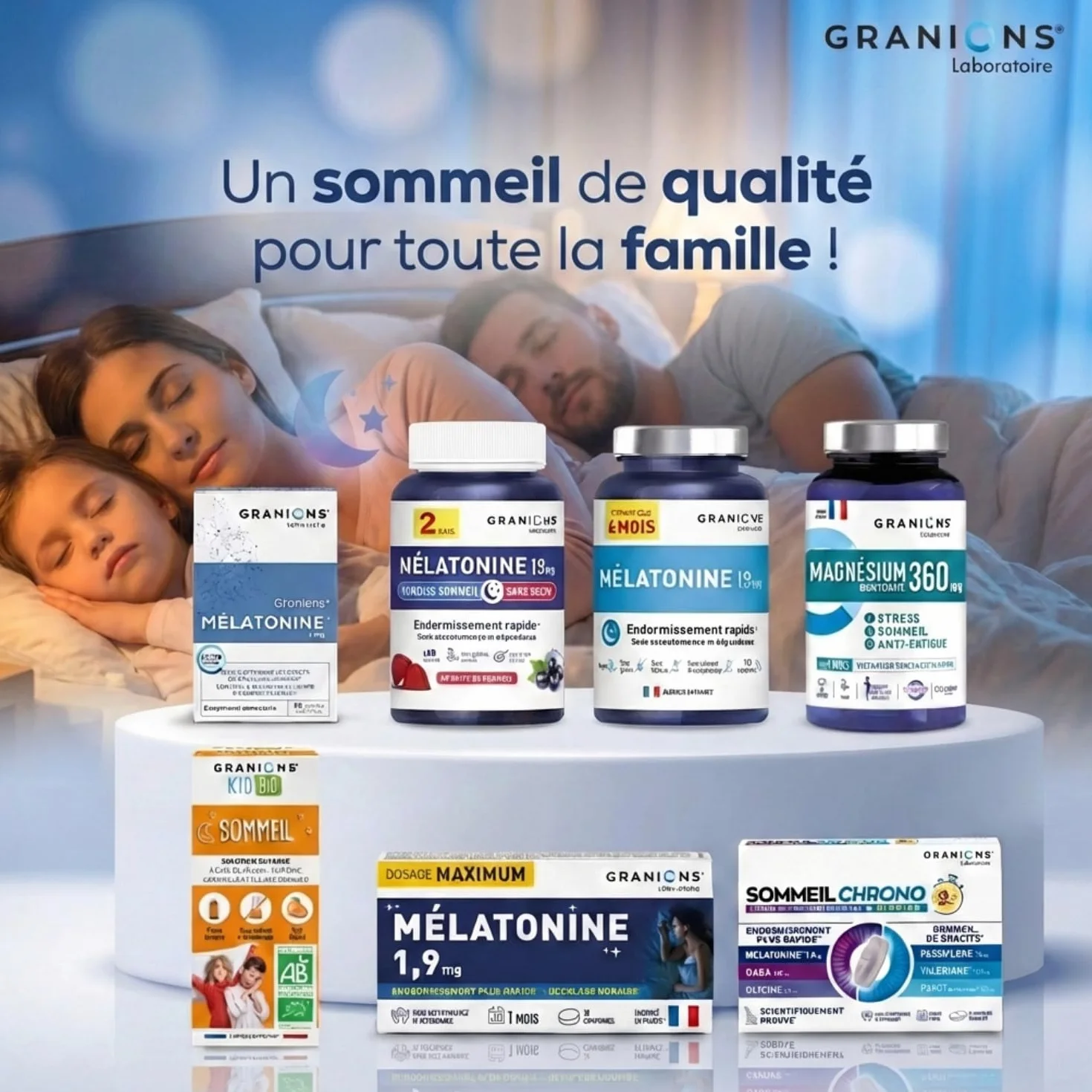 GRANIONS Gummies Sommeil Melatonine 1,9 mg Complément Alimentaire Adulte Vegan Sans Sucres 60 Gummies