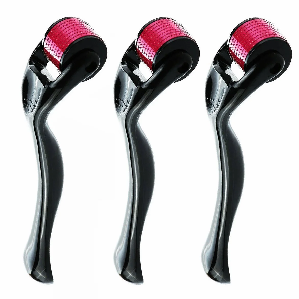 Derma roller, 3 - Pack (0,25 + 0,5 + 1,0) mm 540 Titanium microneedle Face Kit, instrument d'acupuncture cosmétique pour le visage et le corps