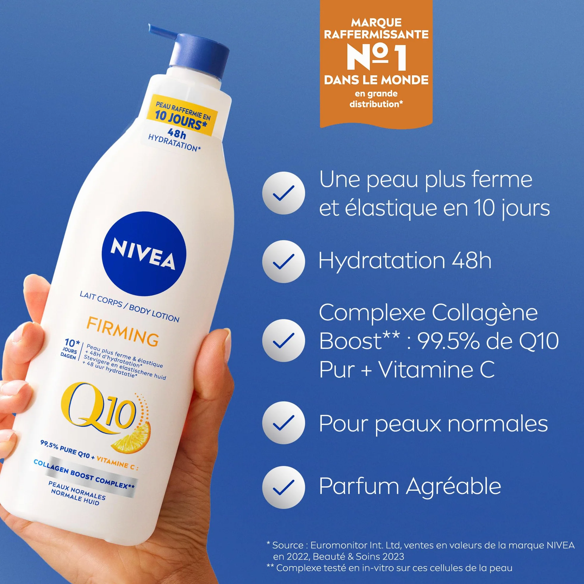 NIVEA Lait Corps Fermeté Q10 48H 250ml Crème Hydratante Raffermissante