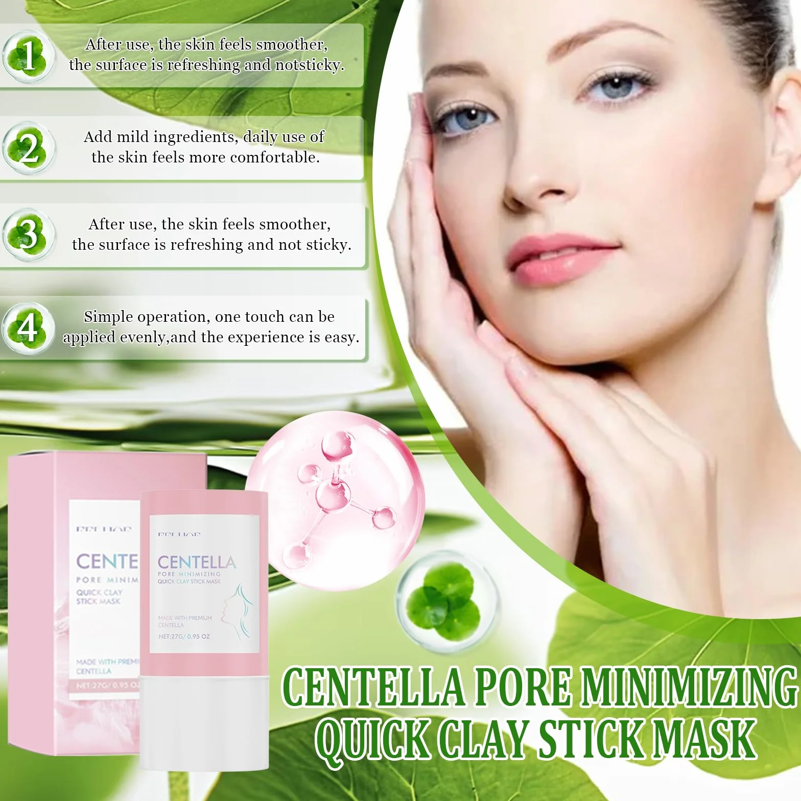 Centella Kit 4 Pièces, Centella Cleansing Oil + Nettoyant Visage + Serum + Stick Mask, Skincare Kit pour Peaux Sensibles