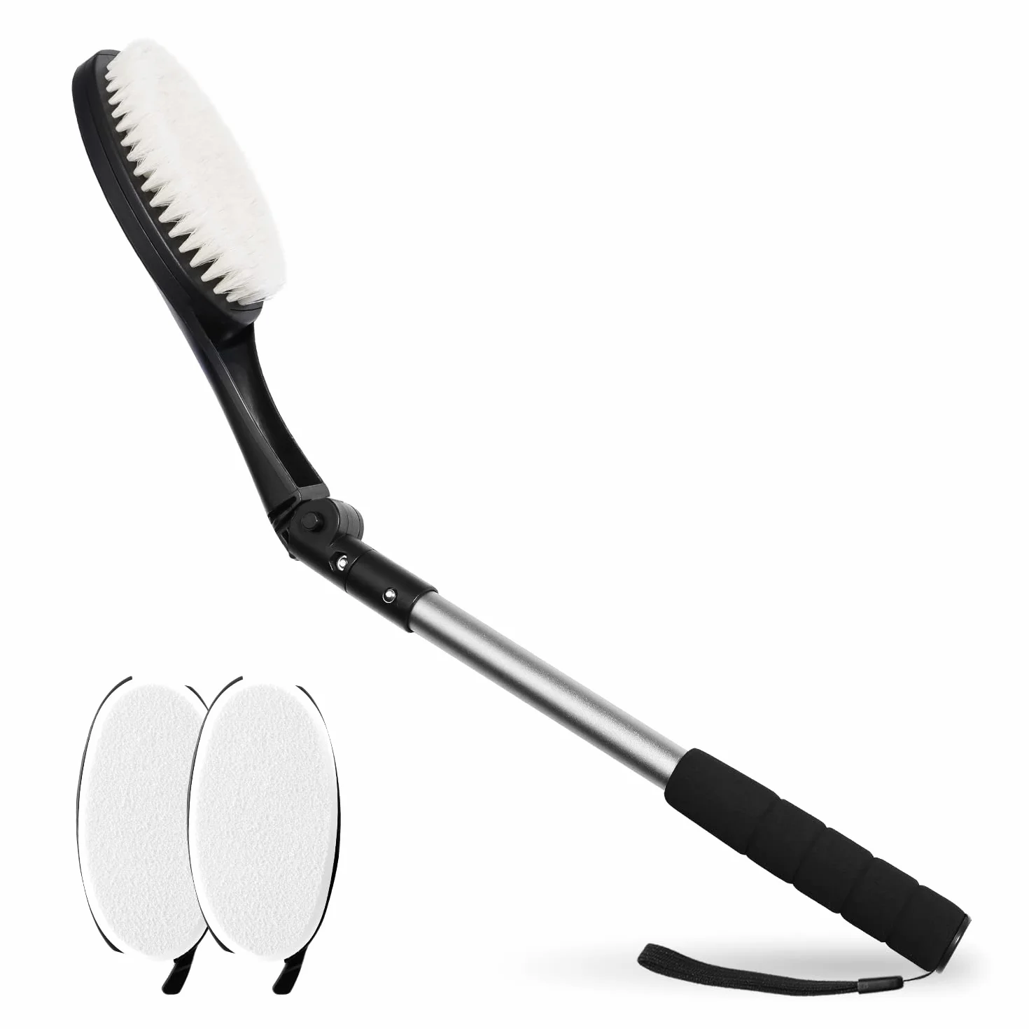 Lot de 3 brosses pour le dos avec tampons applicateurs, applicateur de lotion, brosse de bain à long manche, brosse pour le corps, brosse de douche, aide à la crème pour le dos