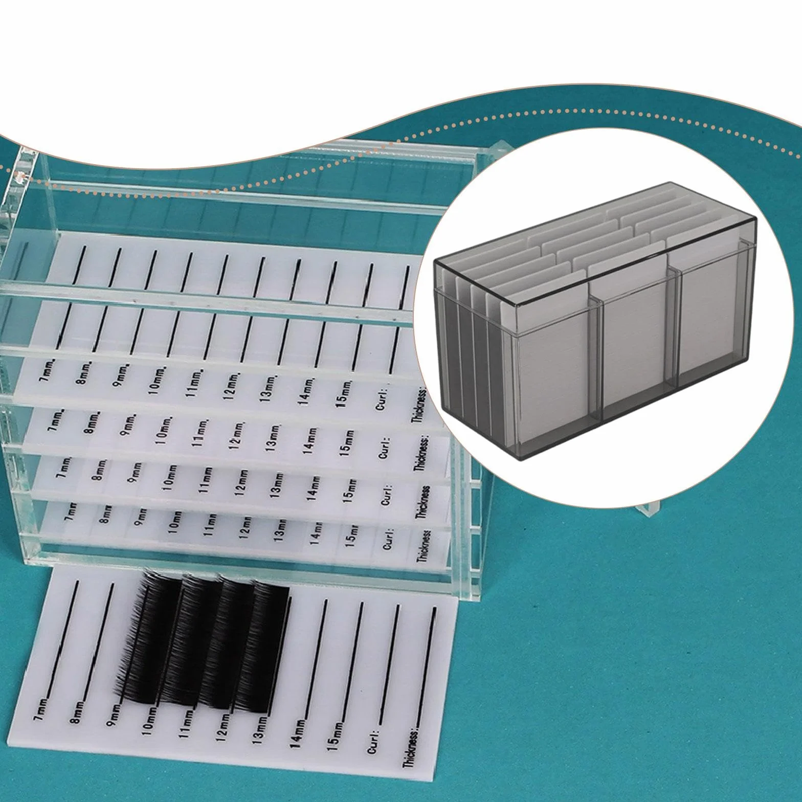 Boîte de Rangement pour Cils Contenant à Maquillage Porte-palette Étui à Faux Cils Organisateur de Plateau à 15 Niveaux Anti-poussière Adapté pour, Noir