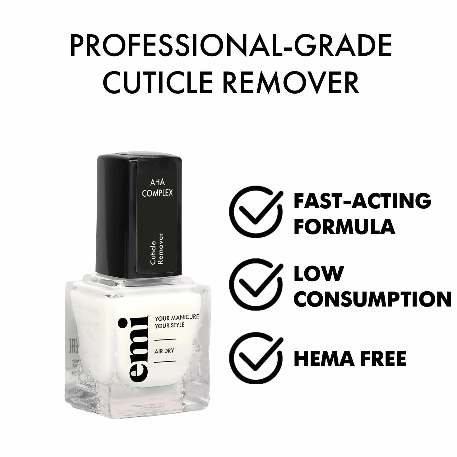EMI Cuticle Remover Soin Cuticules AHA Acide Lactique Vitamine E 9 ml