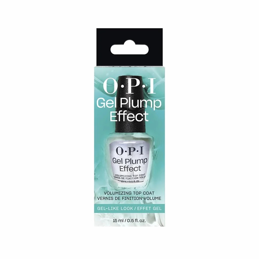 Top Coat Effet Gel OPI Gel Plump – Fini volumateur ultra brillant, protège les ongles sans lampe UV. Résultat gel garanti en un seul geste. Flacon 15 ml.