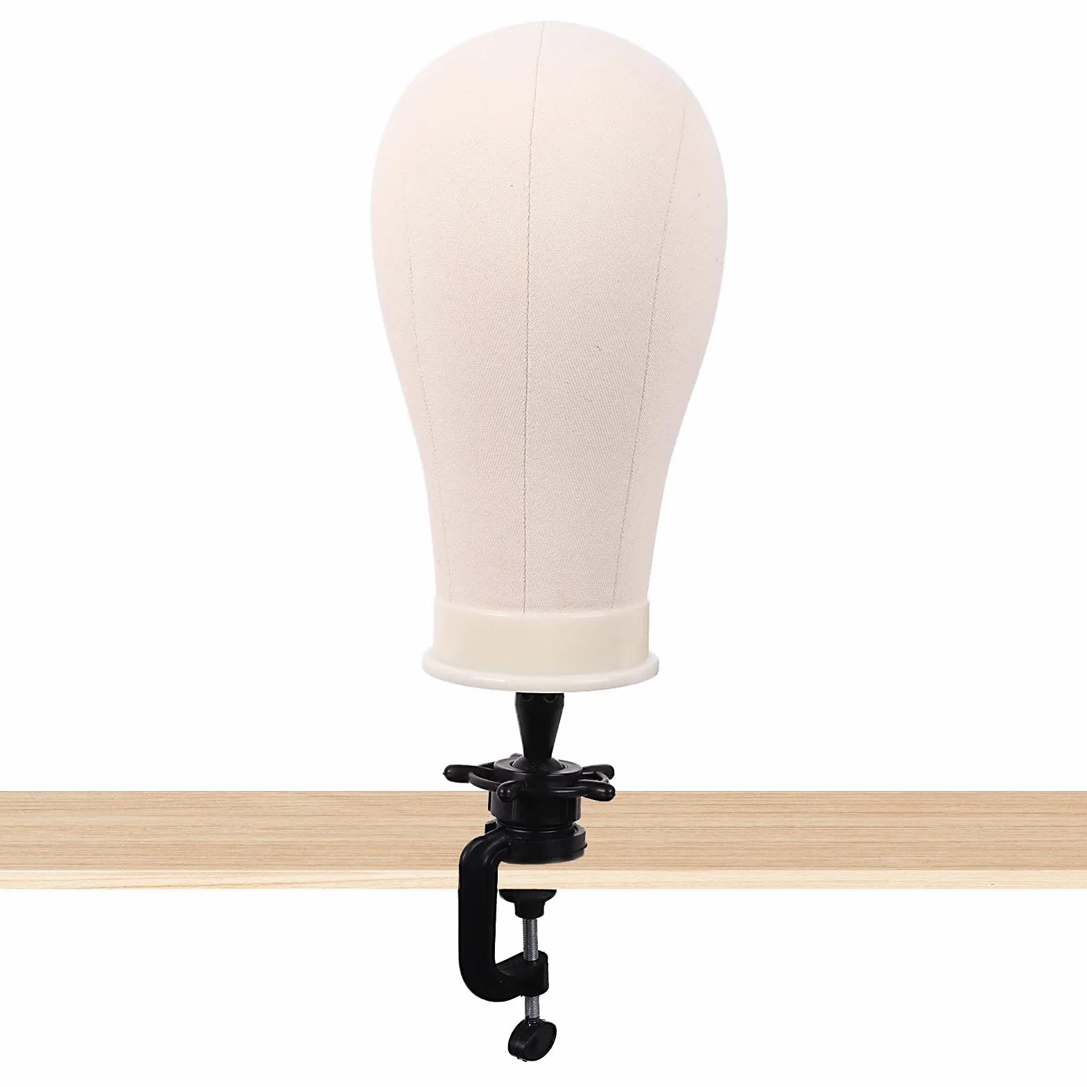 MapofBeauty 22 Pouces Toile Block Tête perruque Tête Avec Stand pour Making Perruques Mannequin Tête Afficher Styling (Beige)