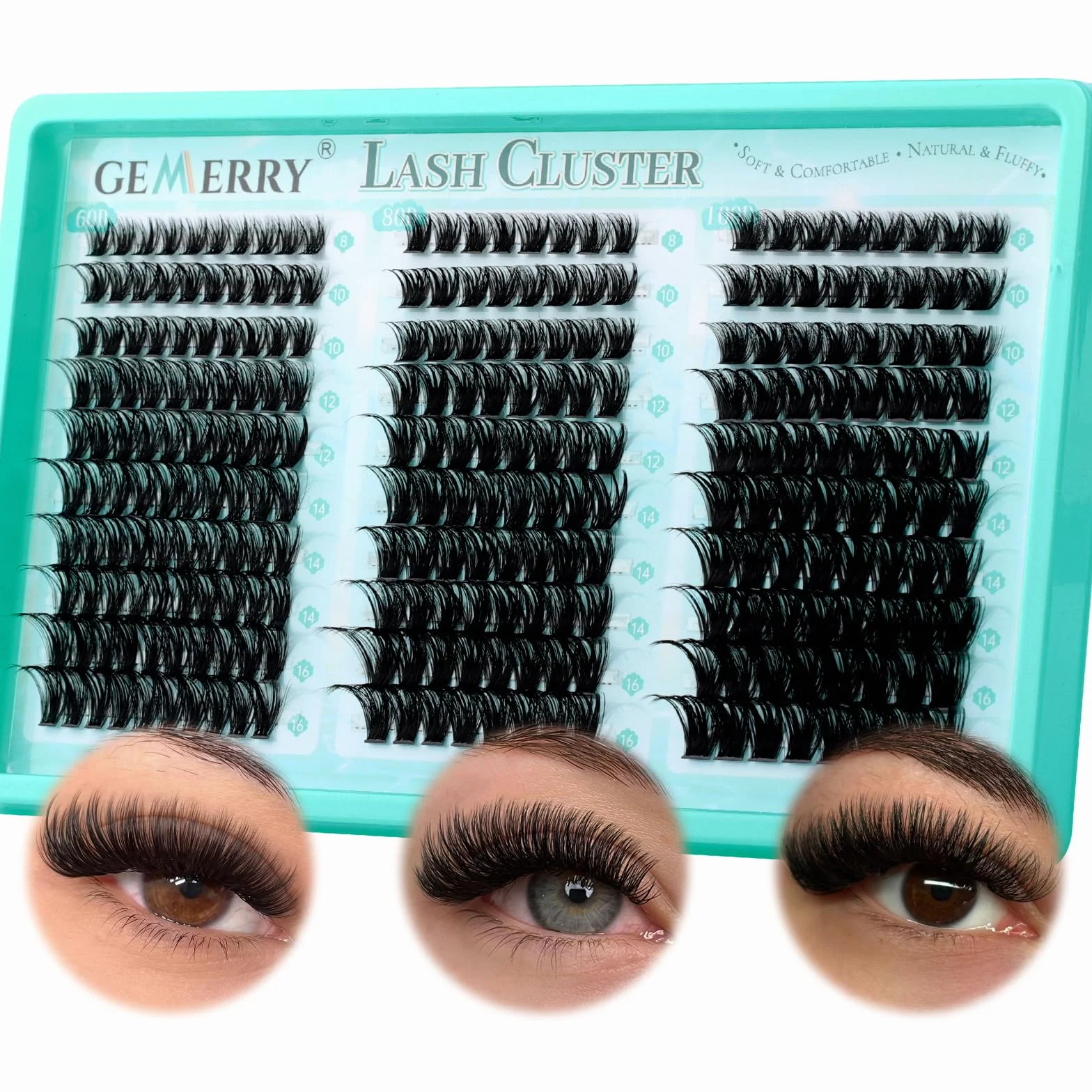 GEMERRY Faux Cils Individuel 60D 80D 100D Extension Cils Bouquet Volume Russian Cluster Lash D Curl 8-16mm