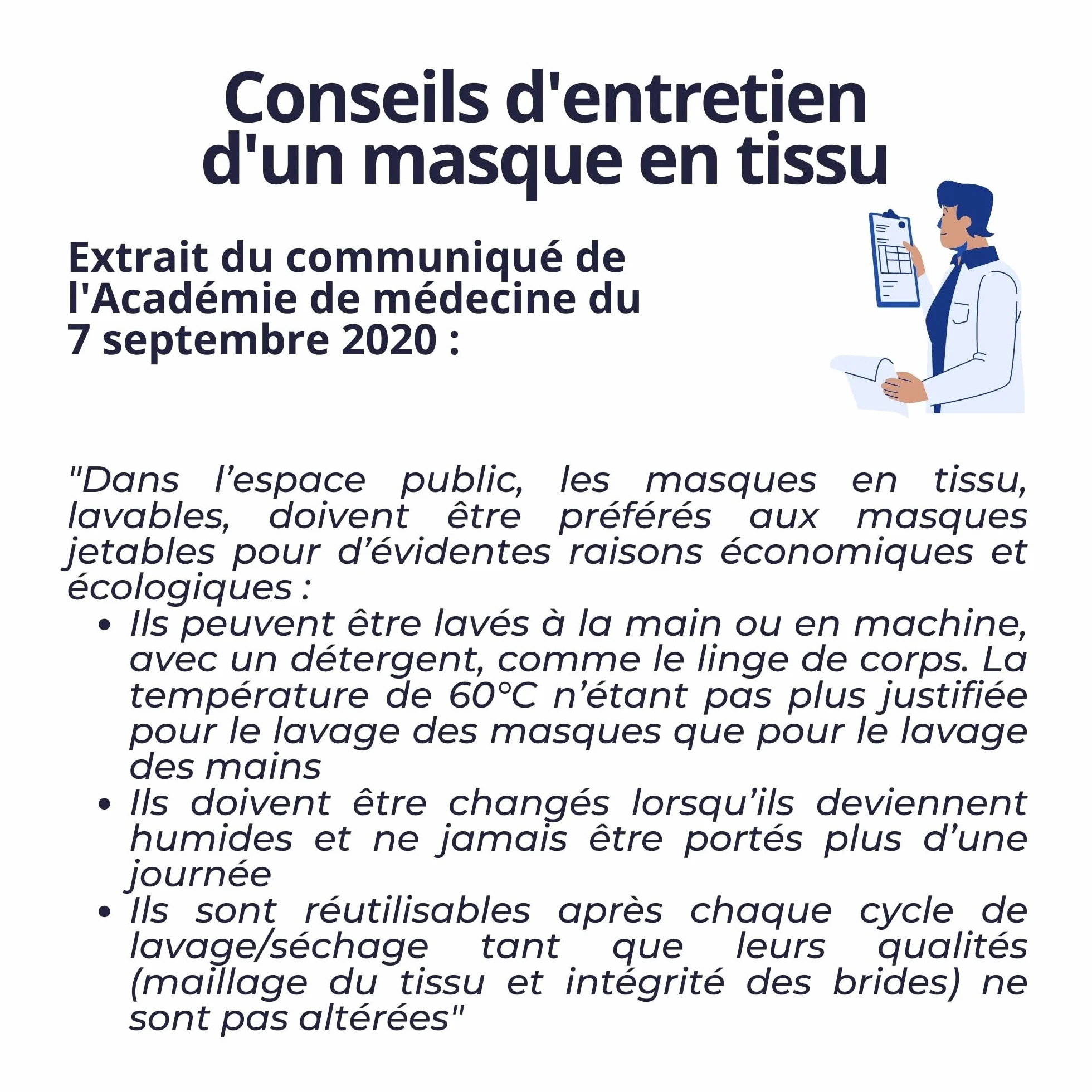Masque en tissu 100% Coton Lavable Fabriqué en France - Modèle AFNOR