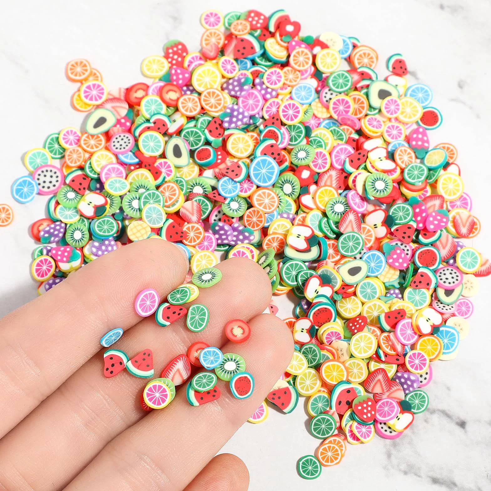 Lot de 6000 tranches de fruits 3D en argile polymère pour nail art, résine et décorations d'ongles