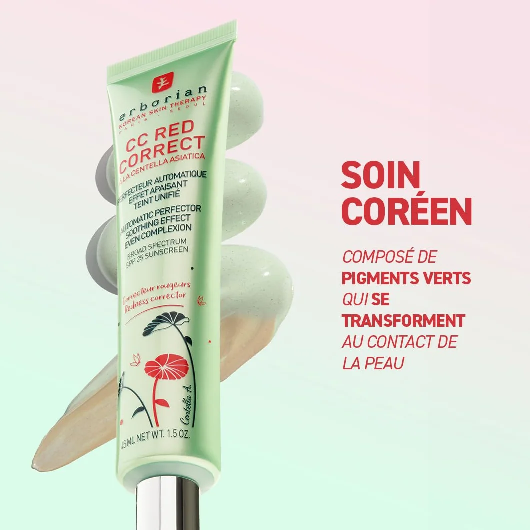 Erborian CC Red Correct Crème Teintée Anti-Rougeur SPF 25 Cosmétique Coréen