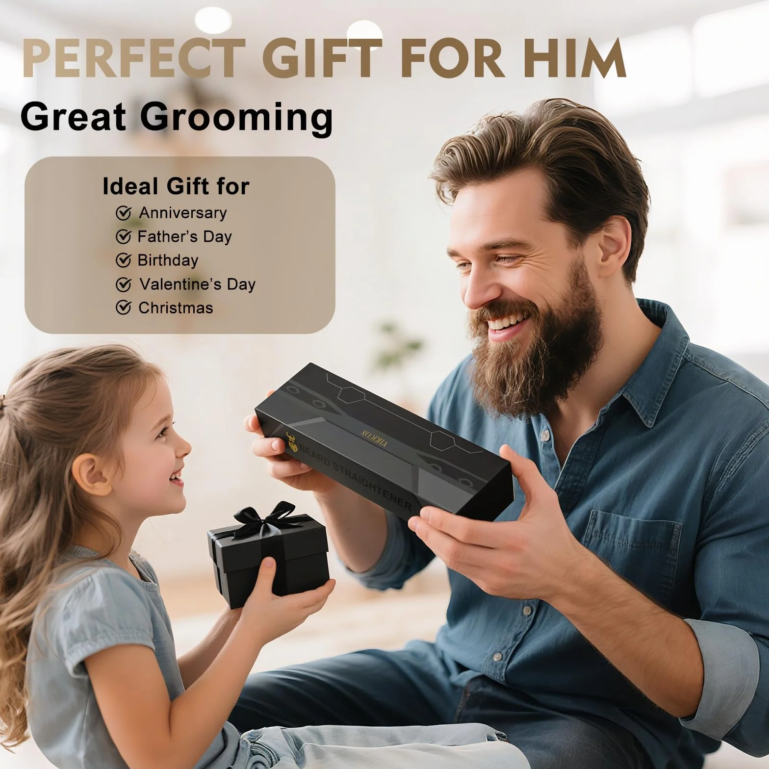 Lisseur Barbe Hommes VIKICON, Mini Lisseur Cheveux Brosse Rapide Des Années 30, Lisseur Chauffant Peigne À Cheveux Ionique Pour Coiffer Une Barbe Longue Et Courts