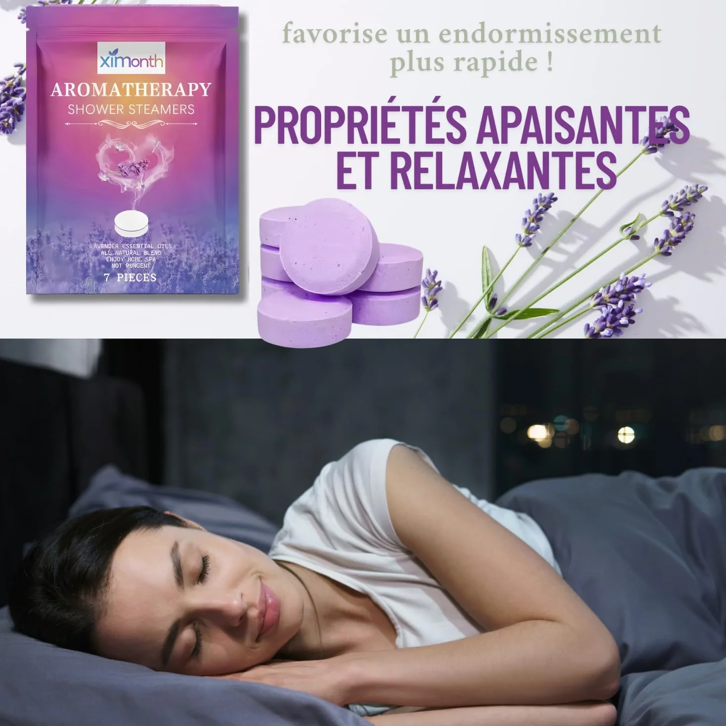 Lot de 7 galet de douche Aromathérapie Apaisante pour Spa à Domicile - cadeau bien-être original pour la fêtes des pères, papa, maman, grand-mère, meilleur ami, fille, Lavande relaxante