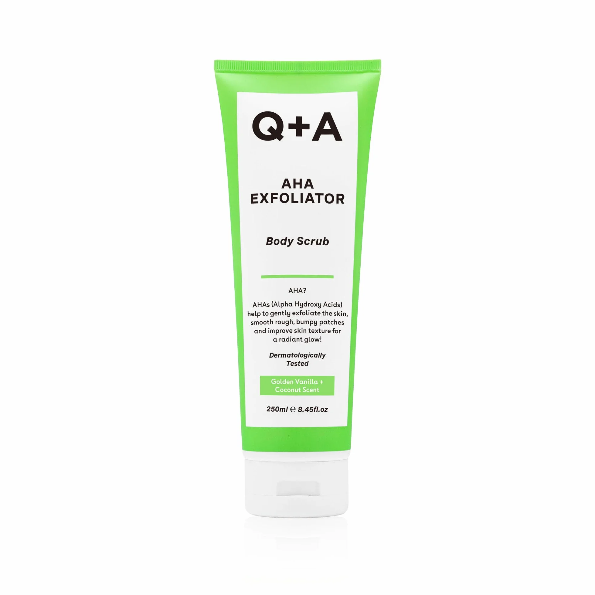 Q+A Gommage Exfoliant aux AHA 250ml acide lactique acide glycolique exfoliants physiques