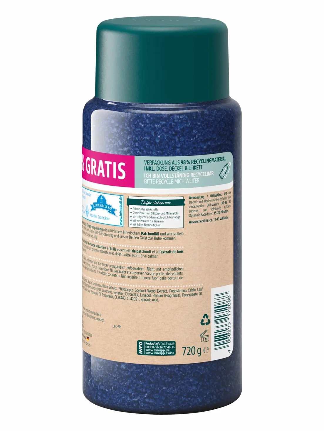 Kneipp Cristaux de bain relaxants sel profond naturel huile essentielle patchouli bois santal détente repos