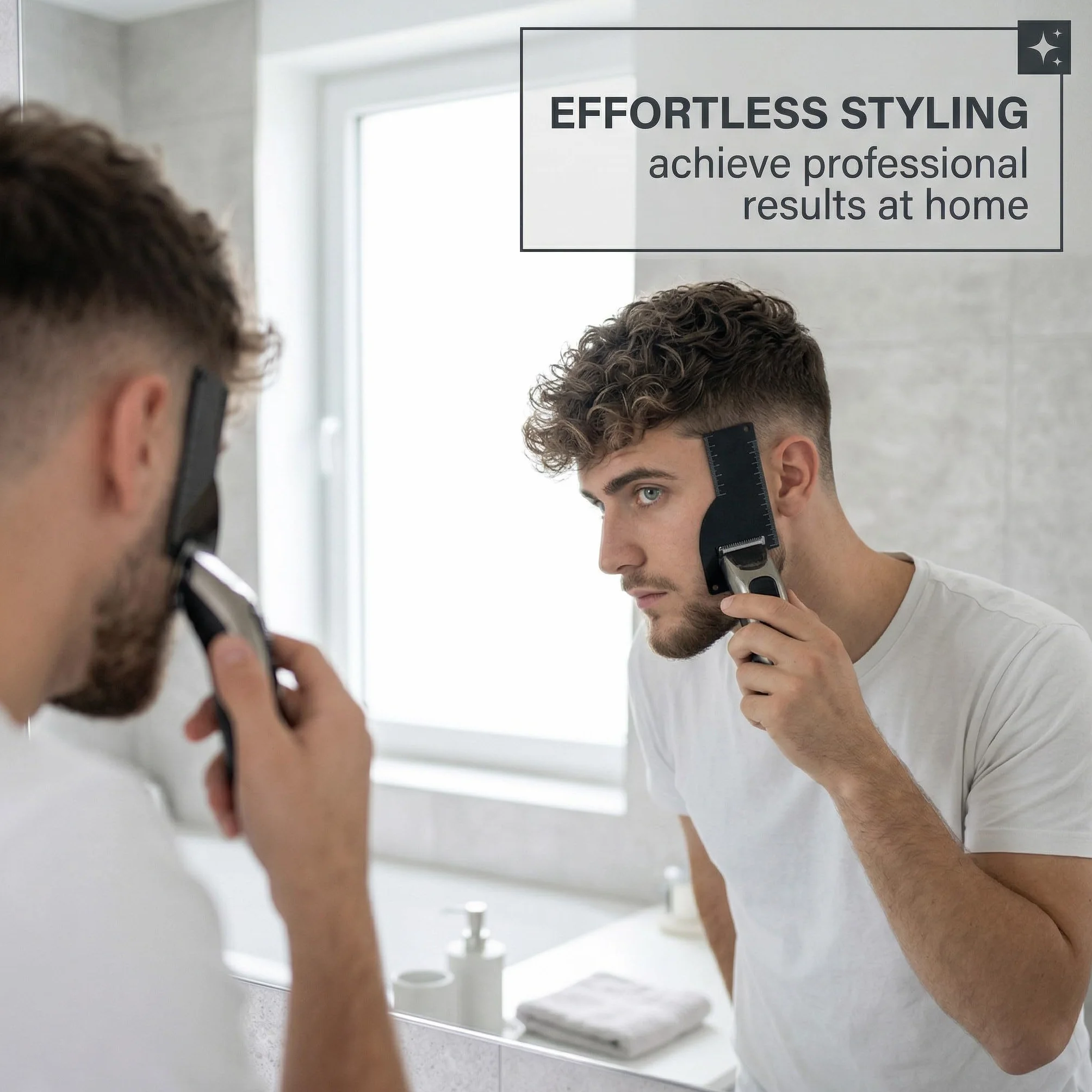 3 Pièces Cartes d'Amélioration Barbier avec Indicateurs Mesure, Barber Tools, 3 Formes Outil Mise en Forme Ligne Capillaire Gabarit Barbe Noir Outils Bordure en Spray Réutilisables pour Hommes