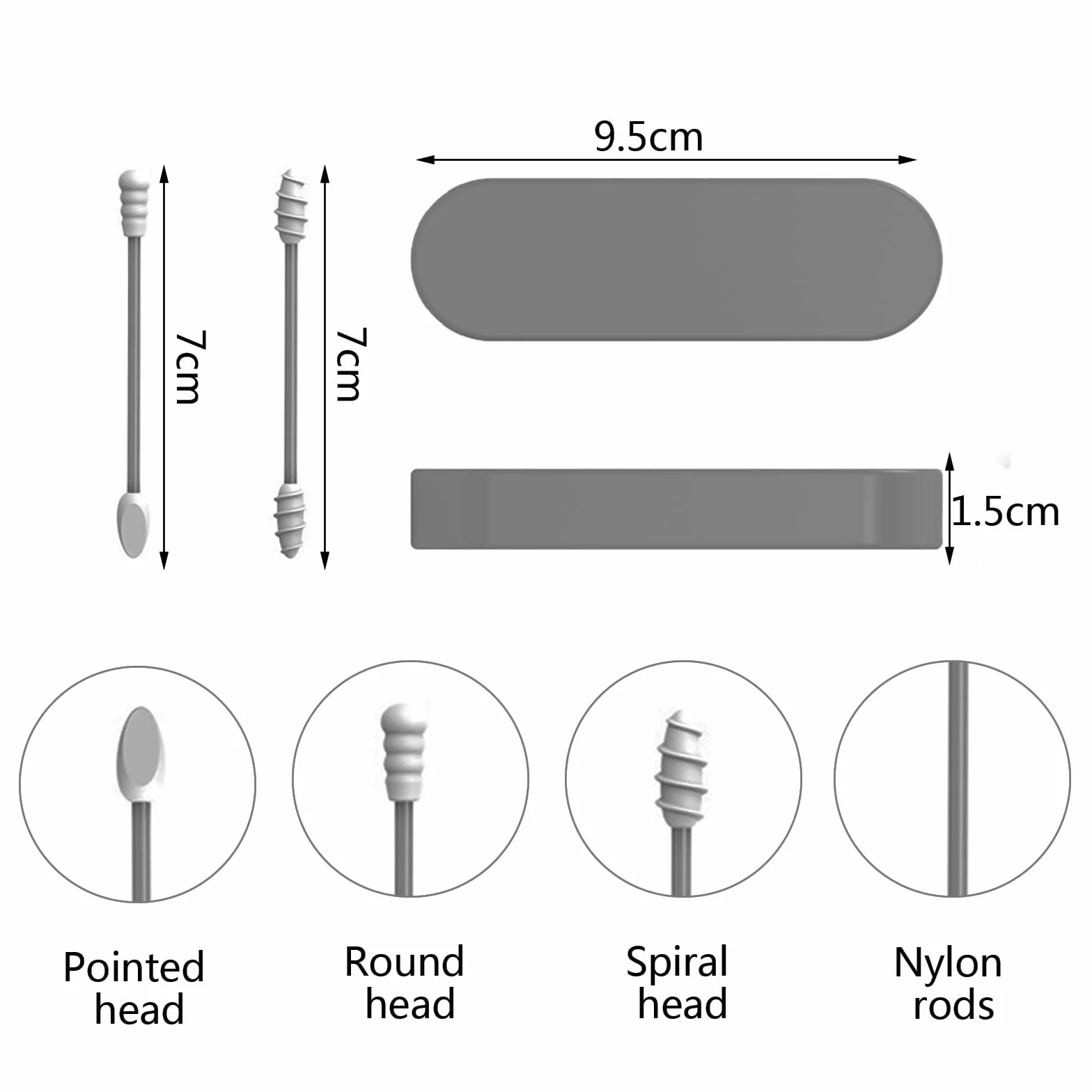 Lot de 4 Coton Tige Réutilisable Double Tête en Silicone Doux Lavable avec Étui pour Nettoyage des Oreilles et Maquillage