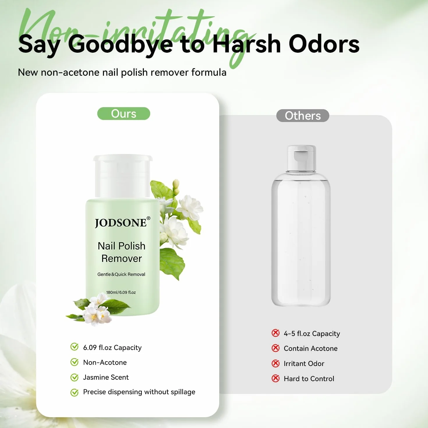 JODSONE Dissolvant pour vernis à ongles sans acétone 180 ml parfum jasmin