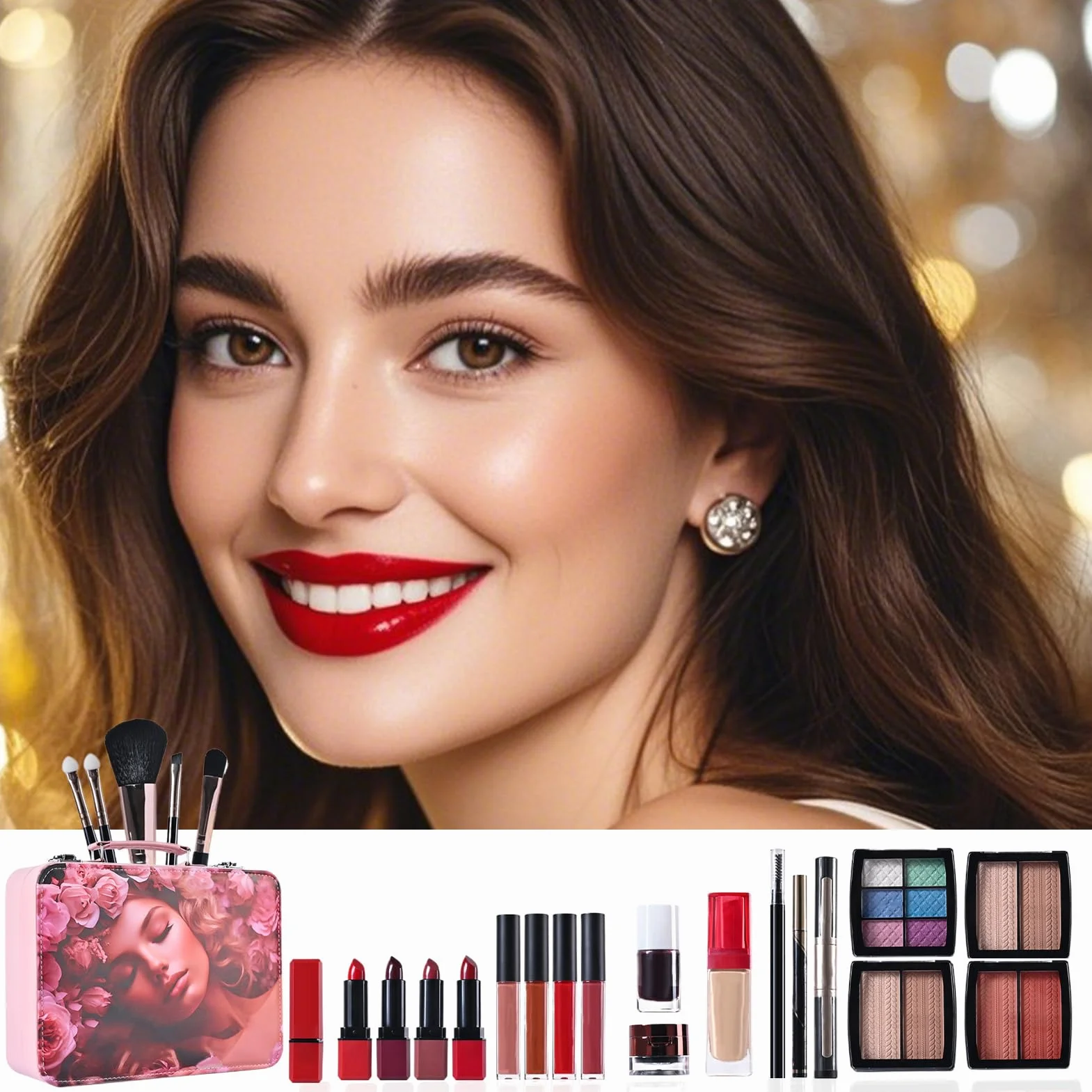 Kit de maquillage pour adolescents - Palette de fards à paupières - Kit de maquillage portable résistant à l'eau | pour femmes, mères, grands-mères, mariées, anniversaires et rendez-vous