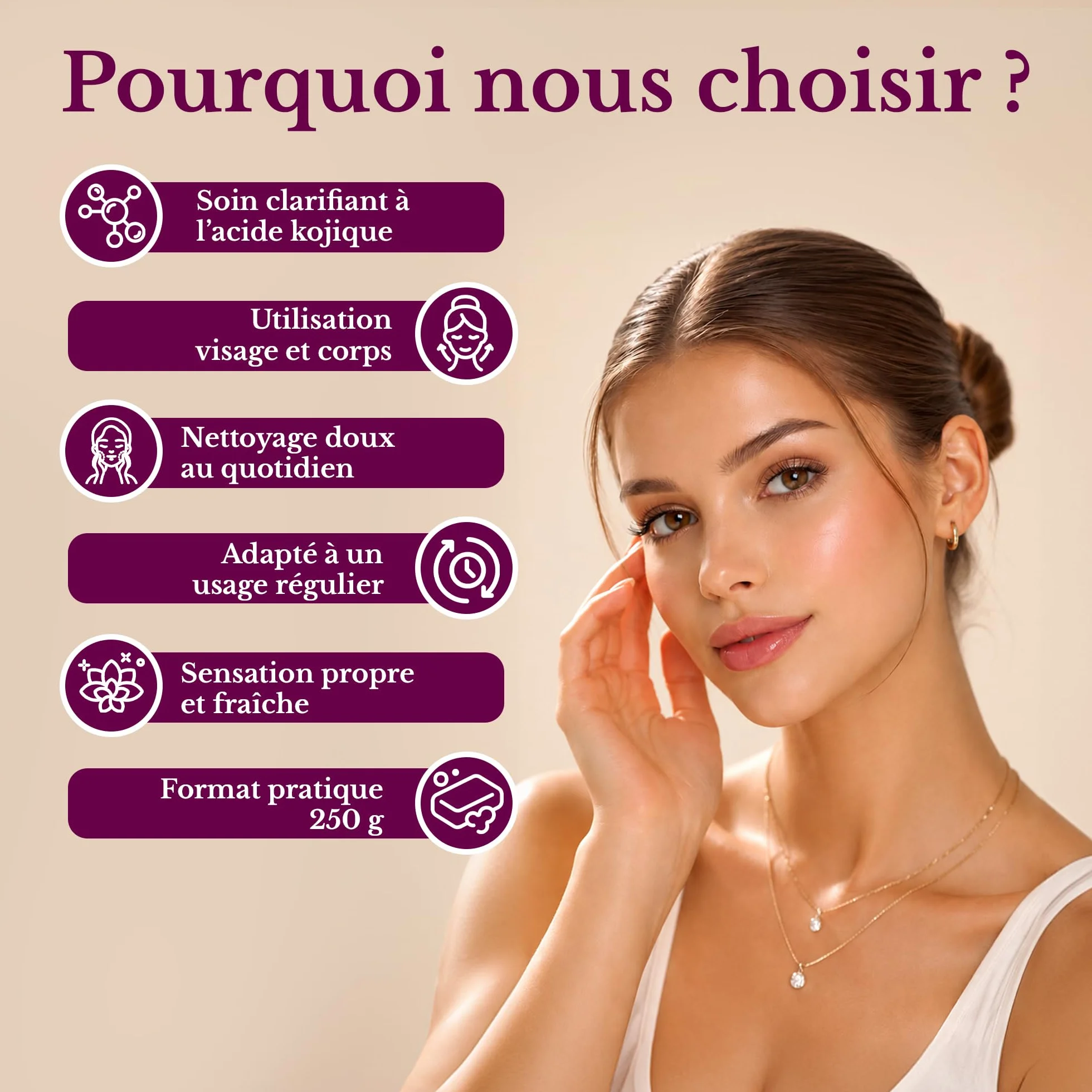 OBB Beauté Savon Kojic Éclaircissant 250g Clarifiant Acide Kojique Teint Unifié Éclat