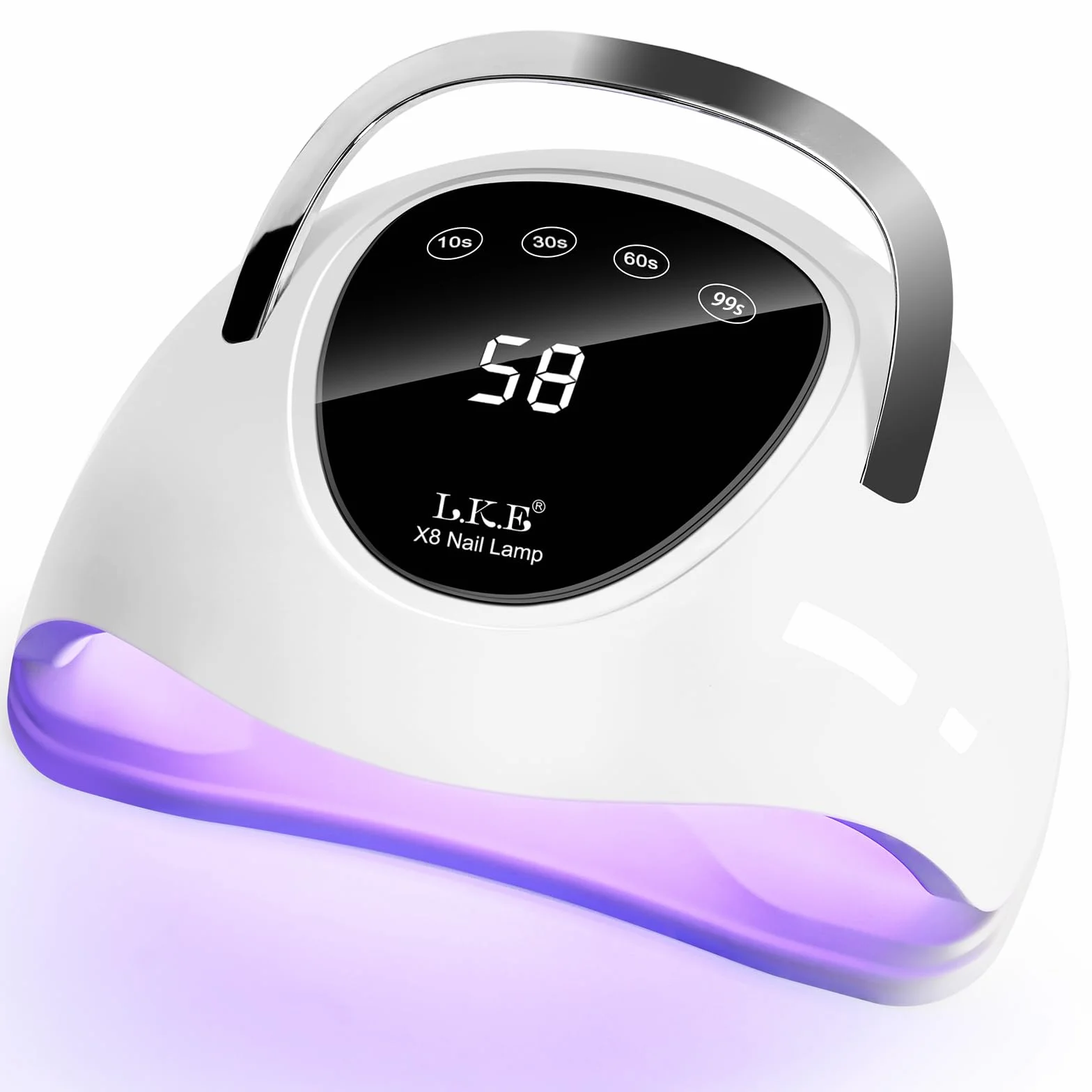 LKE Lampe UV Ongles Gel, 268W Lampe UV Ongles avec 4 Minuteries,60 LED, Automatique, Écran Tactile, Poignée Portable Séchoirs à Ongles pour Tous les Vernis Gel UV, Cadeau Parfait (9 * 14cm-white)