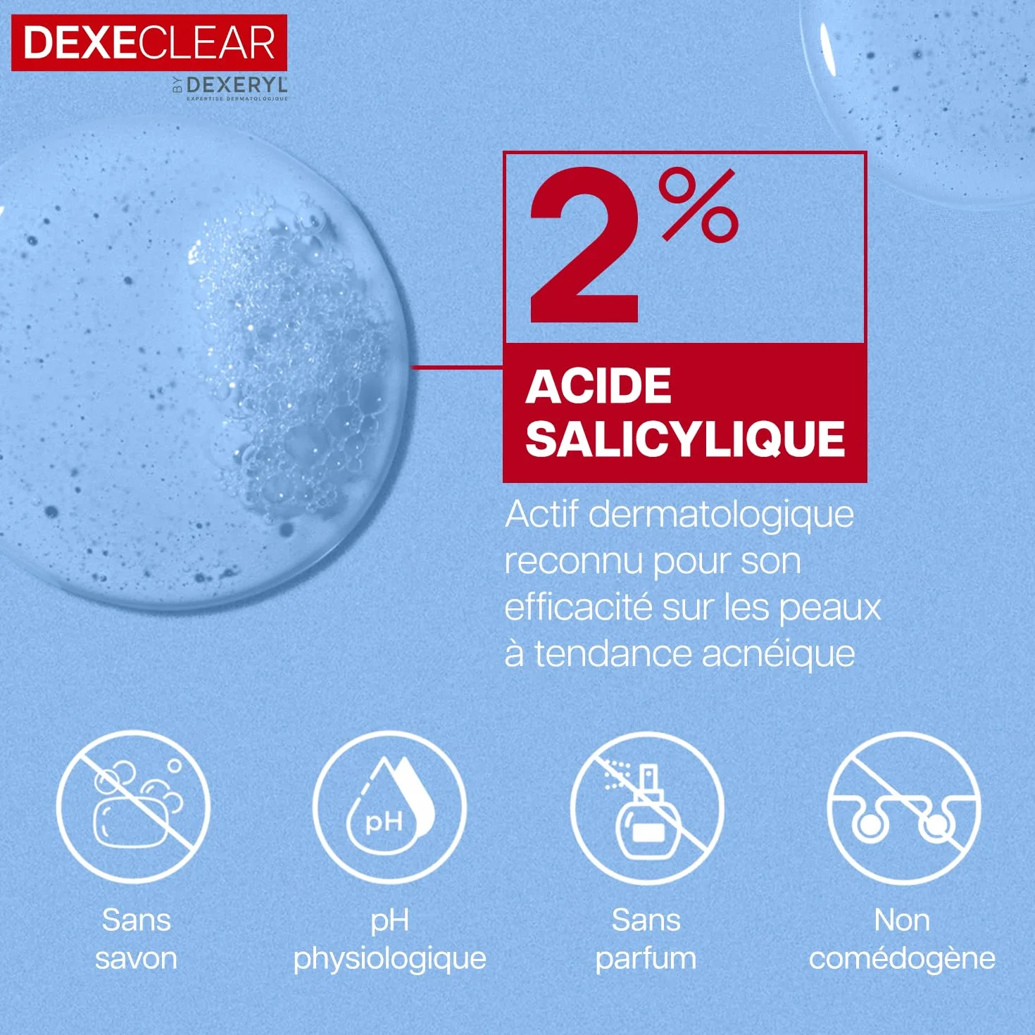 DEXERYL DEXECLEAR Gel moussant anti-imperfections 400 ml Acide salicylique Sans savon Sans parfum