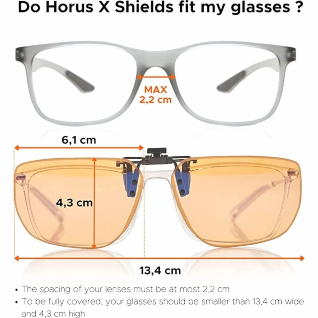 Horus X Clip-On Amber Lunettes Anti Lumière Bleue Filtre Standard Protection Ecrans