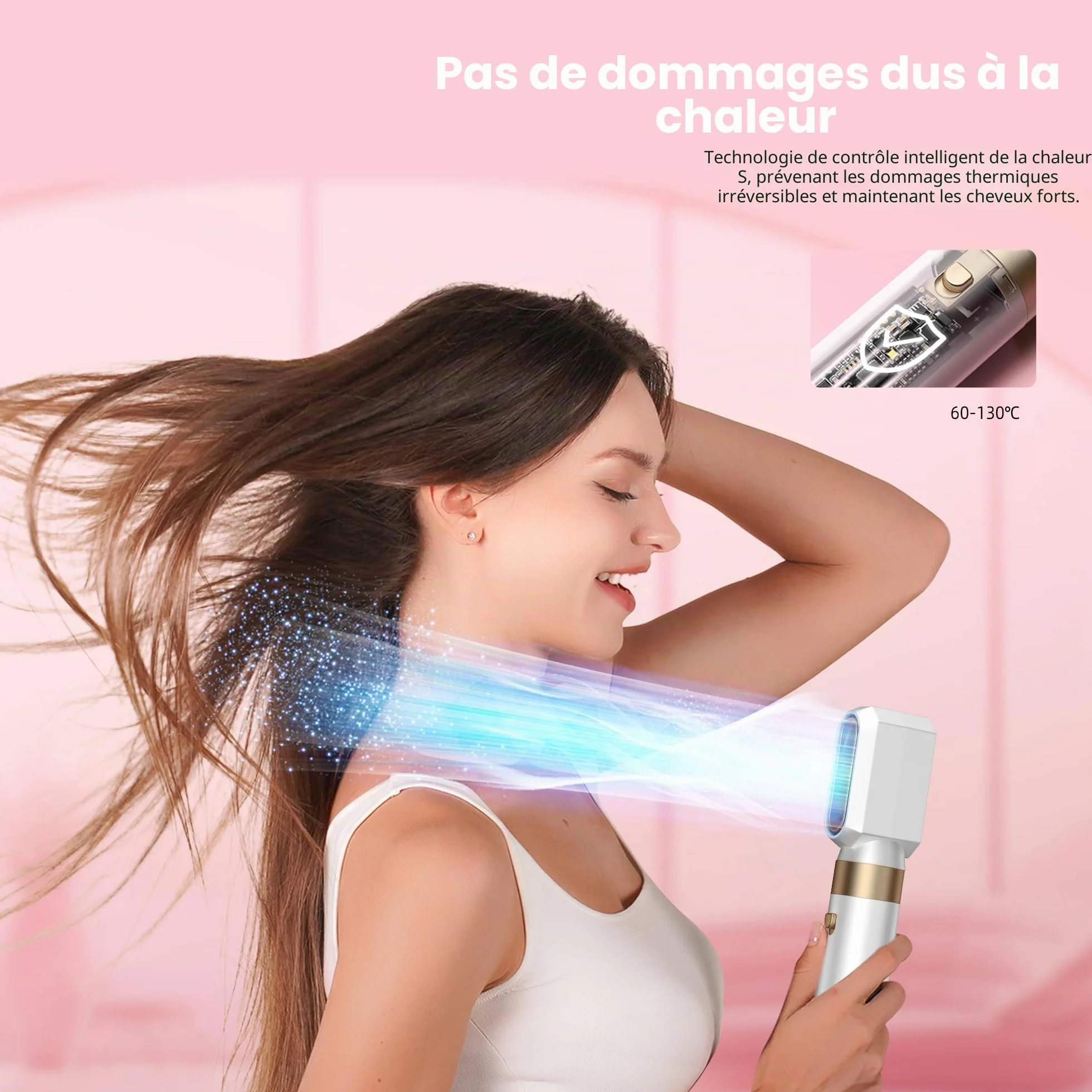 MogaWave Pro Airbrush Hairstyler 6 en 1 Air Styler 1000W Seche Cheveux Brosse Soufflante Multi-Styler