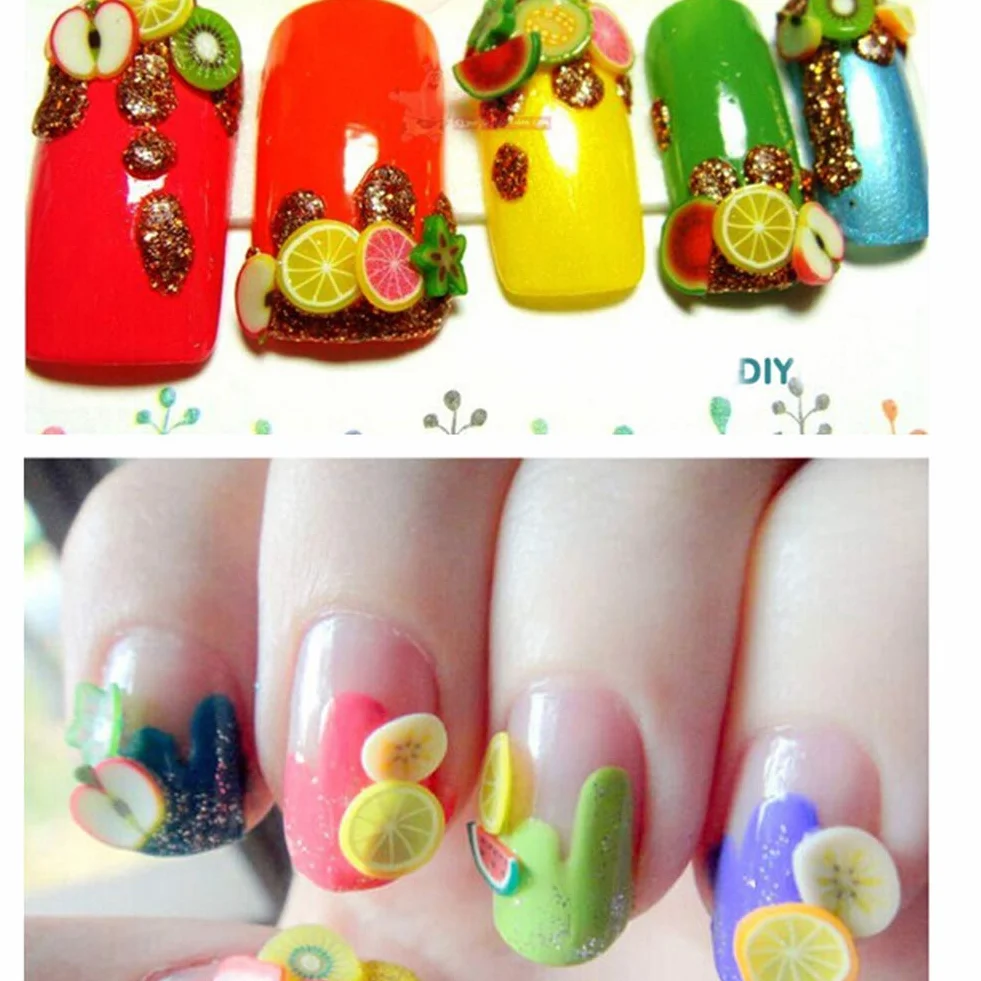Fruit Slice Nail Art Astuce Décoration Ongles Fruits Polymère Pâte 1 Boîte 12 Motif